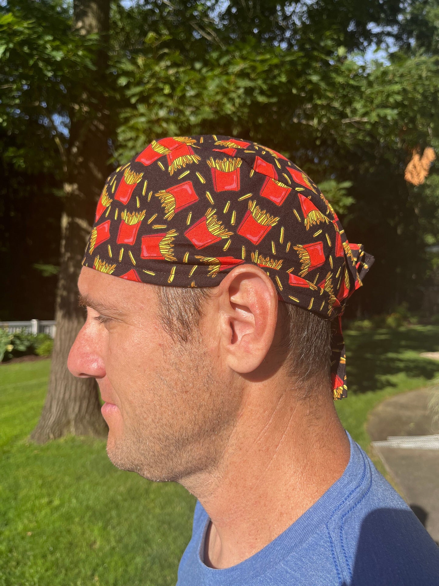 French fries fast food skull scrub cap mens