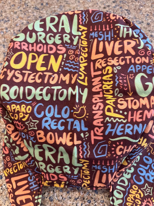 General surgery gall bladder chole hernia skull scrub cap mens