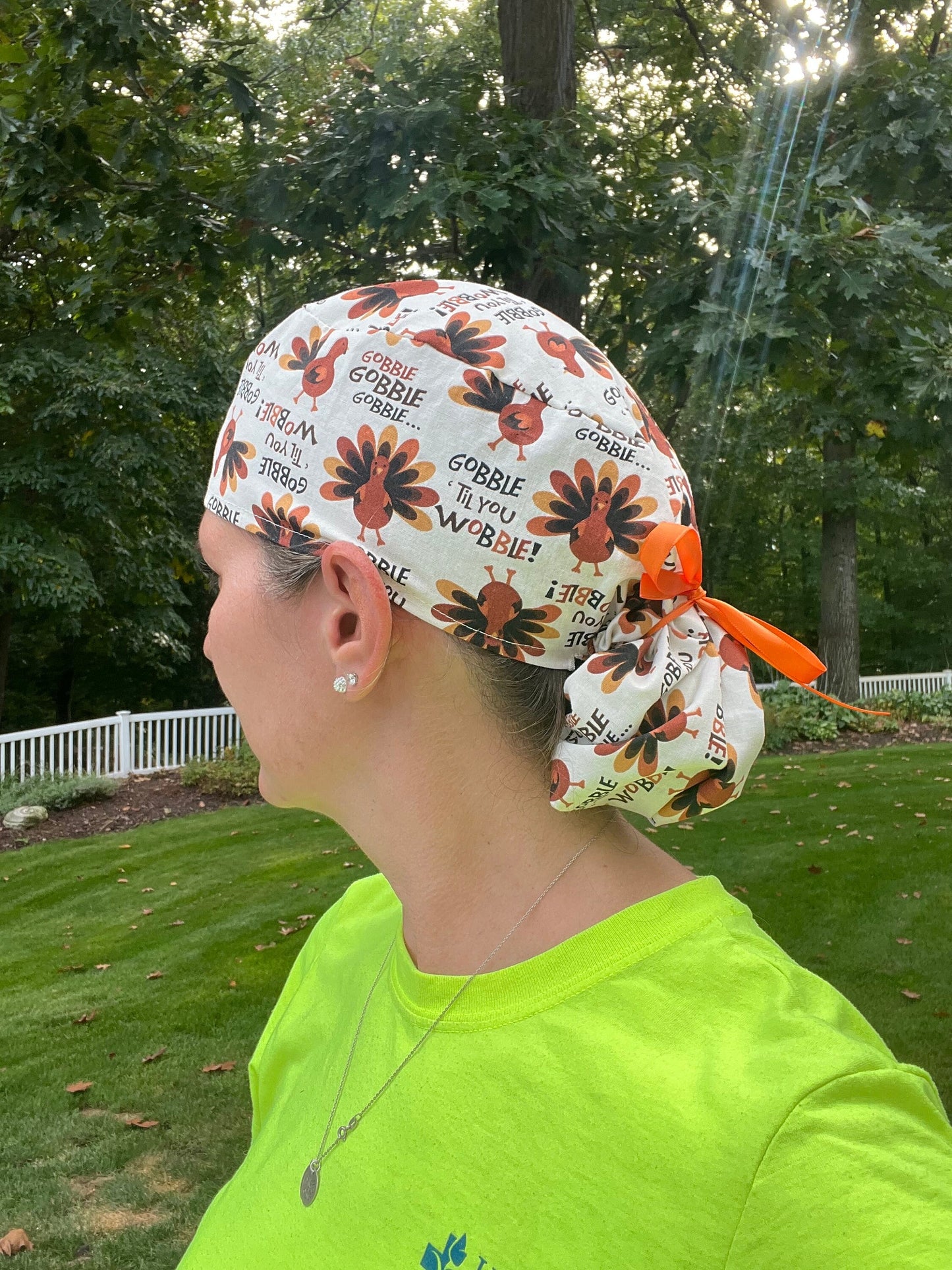 Gobble til you wobble thanksgiving ponytail scrub cap womens