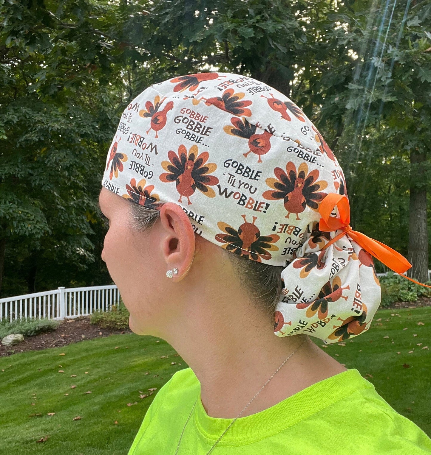 Gobble til you wobble thanksgiving ponytail scrub cap womens