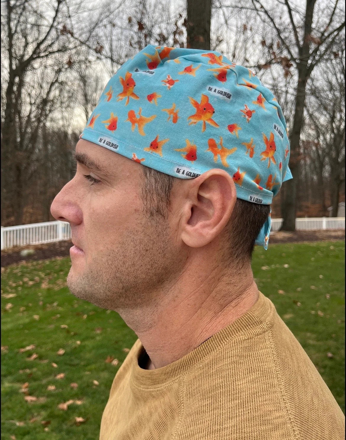 Be a goldfish afc richmond blue skull scrub cap mens