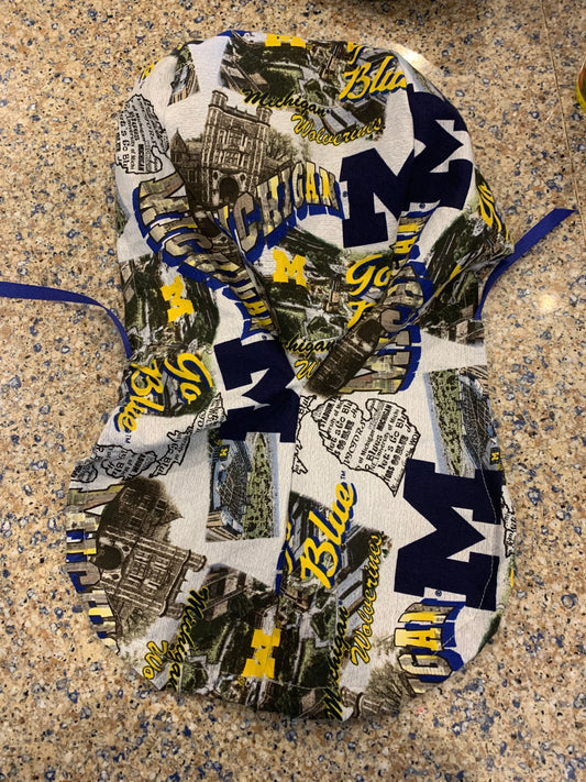 University of Michigan wolverines maize blue u of m landmarks ponytail scrub cap womens