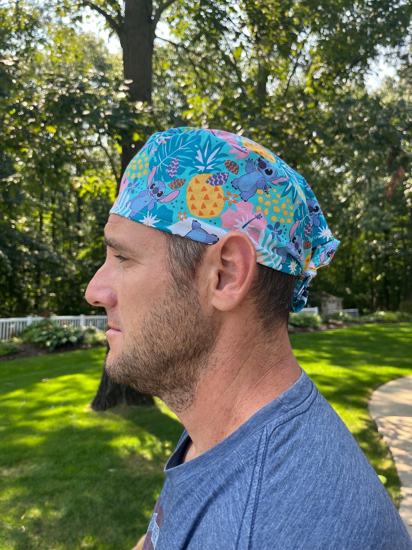 Lilo and Stitch hawaii tropical skull scrub cap mens