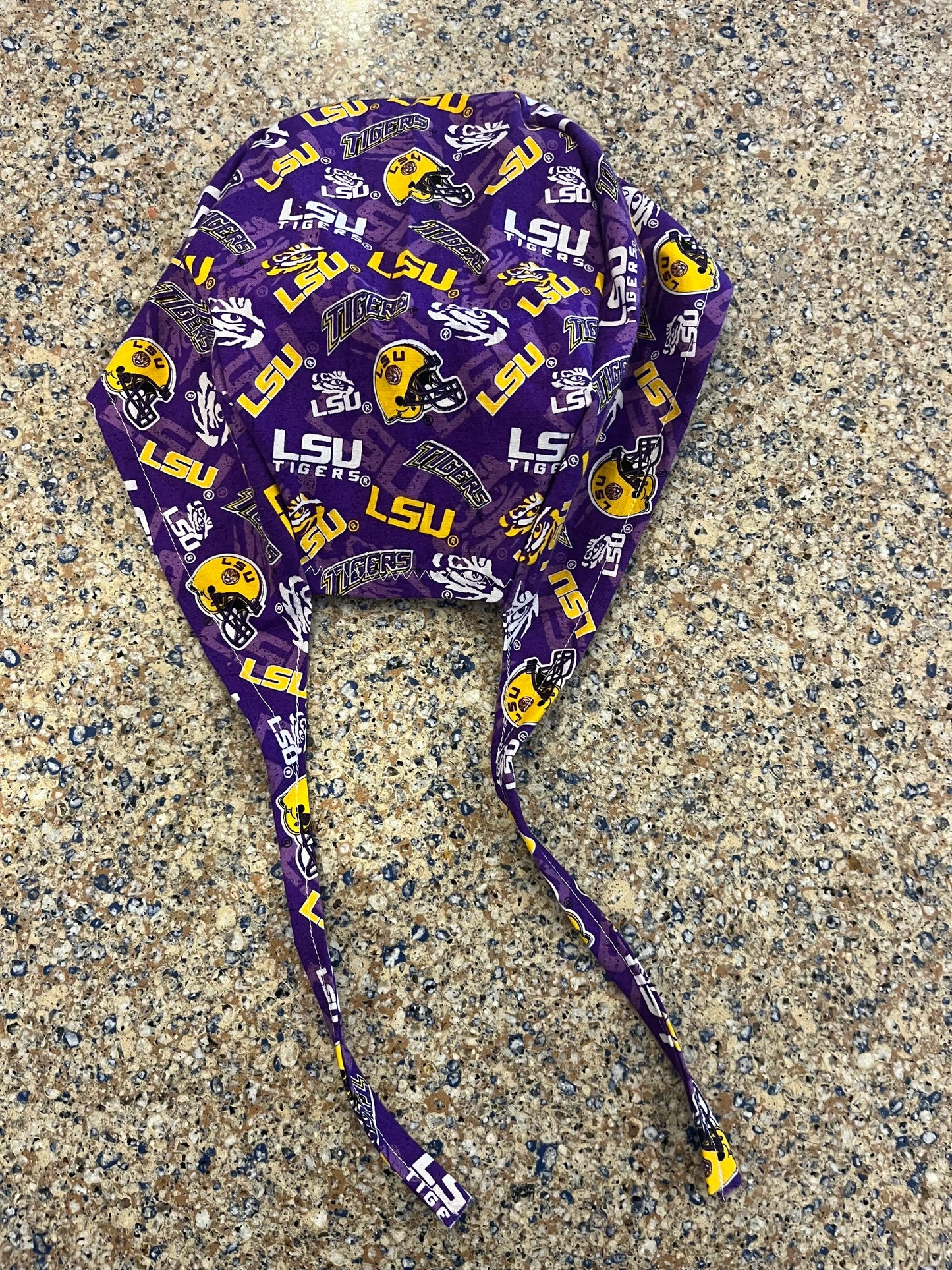 Louisiana State University LSU tigers purple skull scrub cap mens
