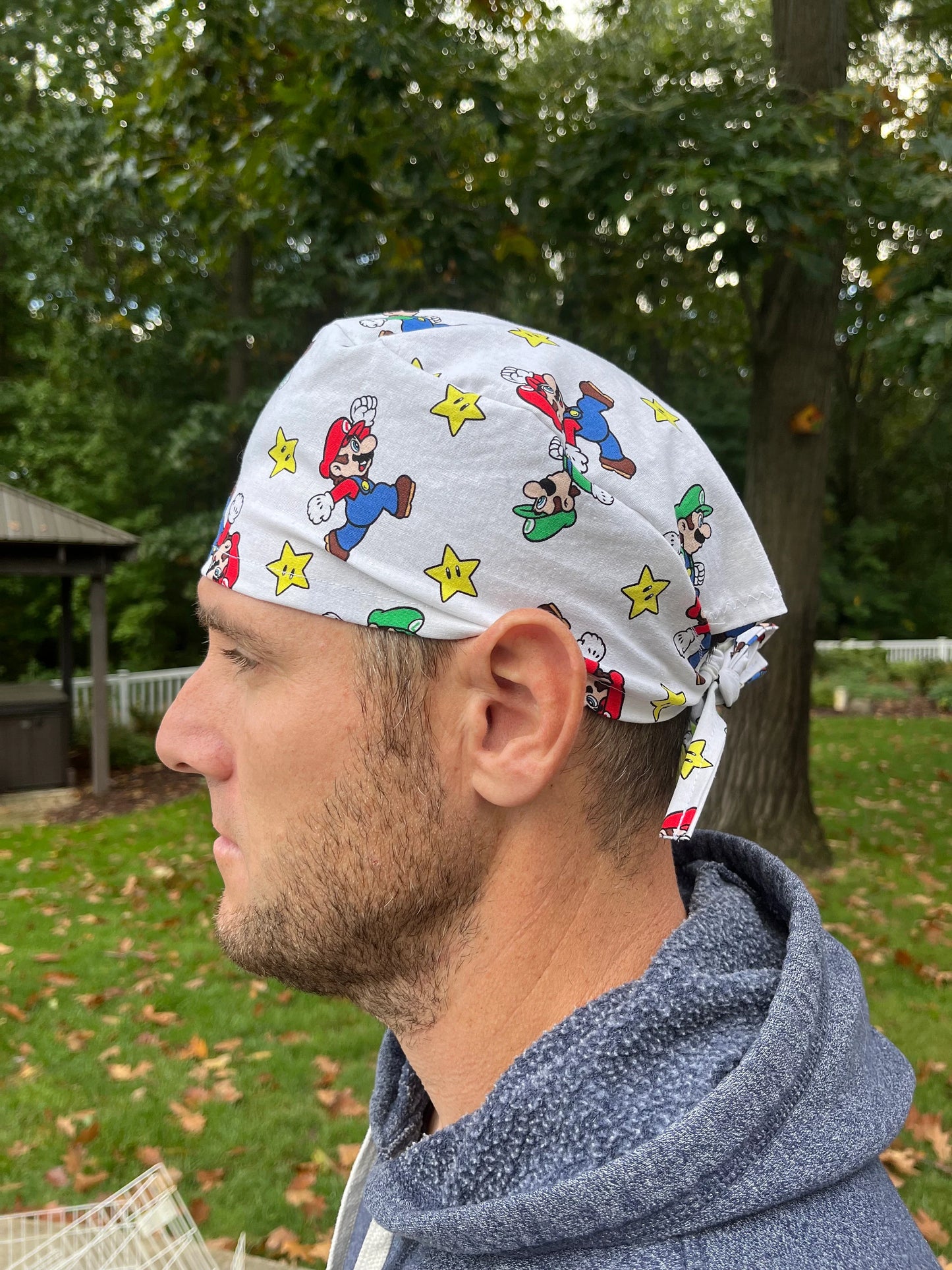 Mario and Luigi brothers skull scrub cap mens