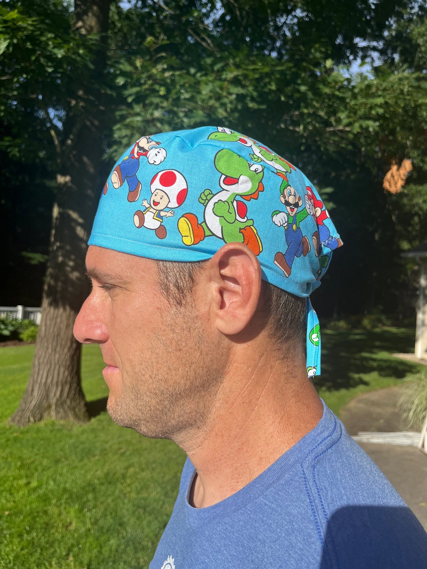 Mario and Luigi brothers yoshi skull scrub cap mens