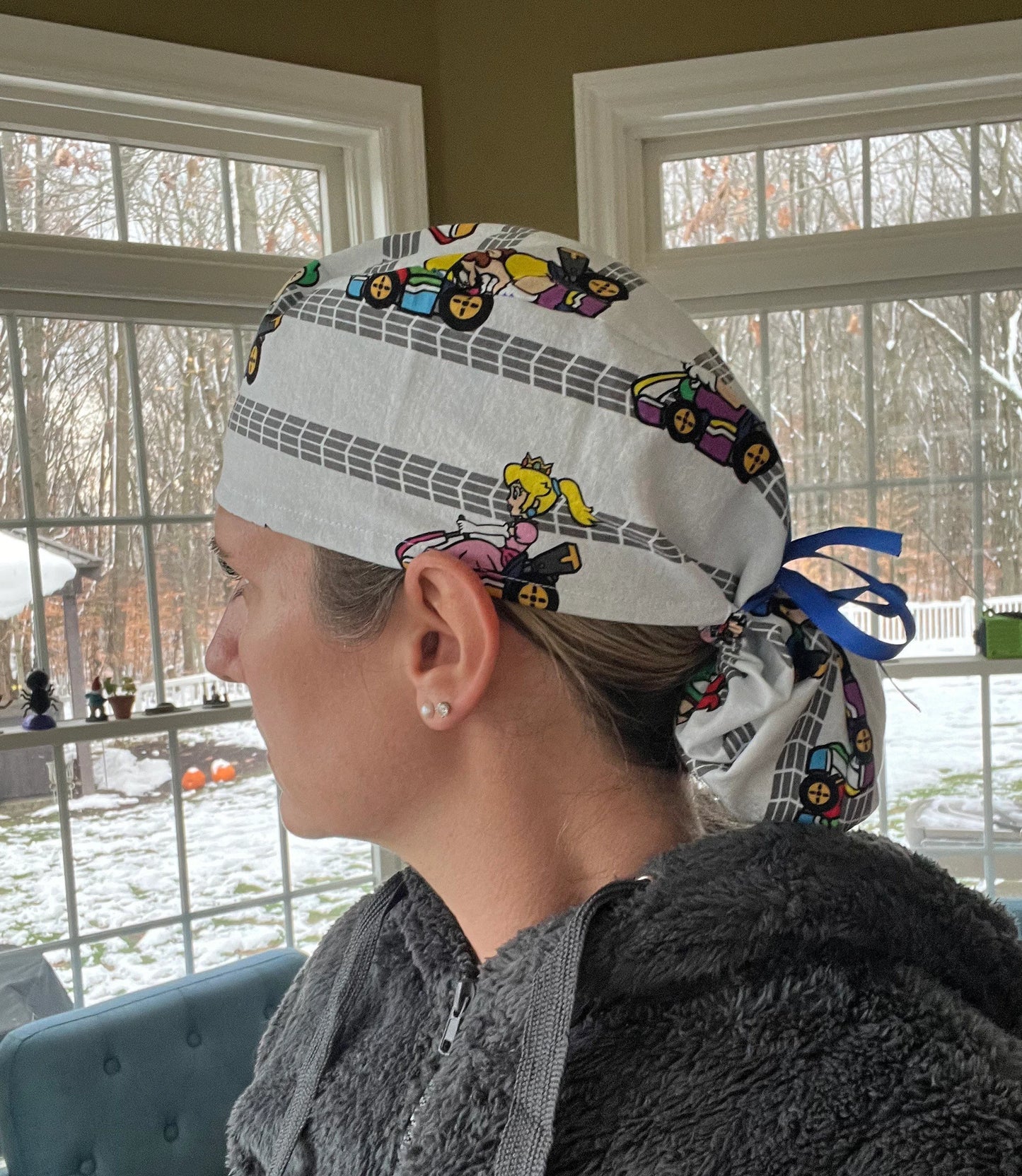 Mario Cart ponytail scrub cap womens