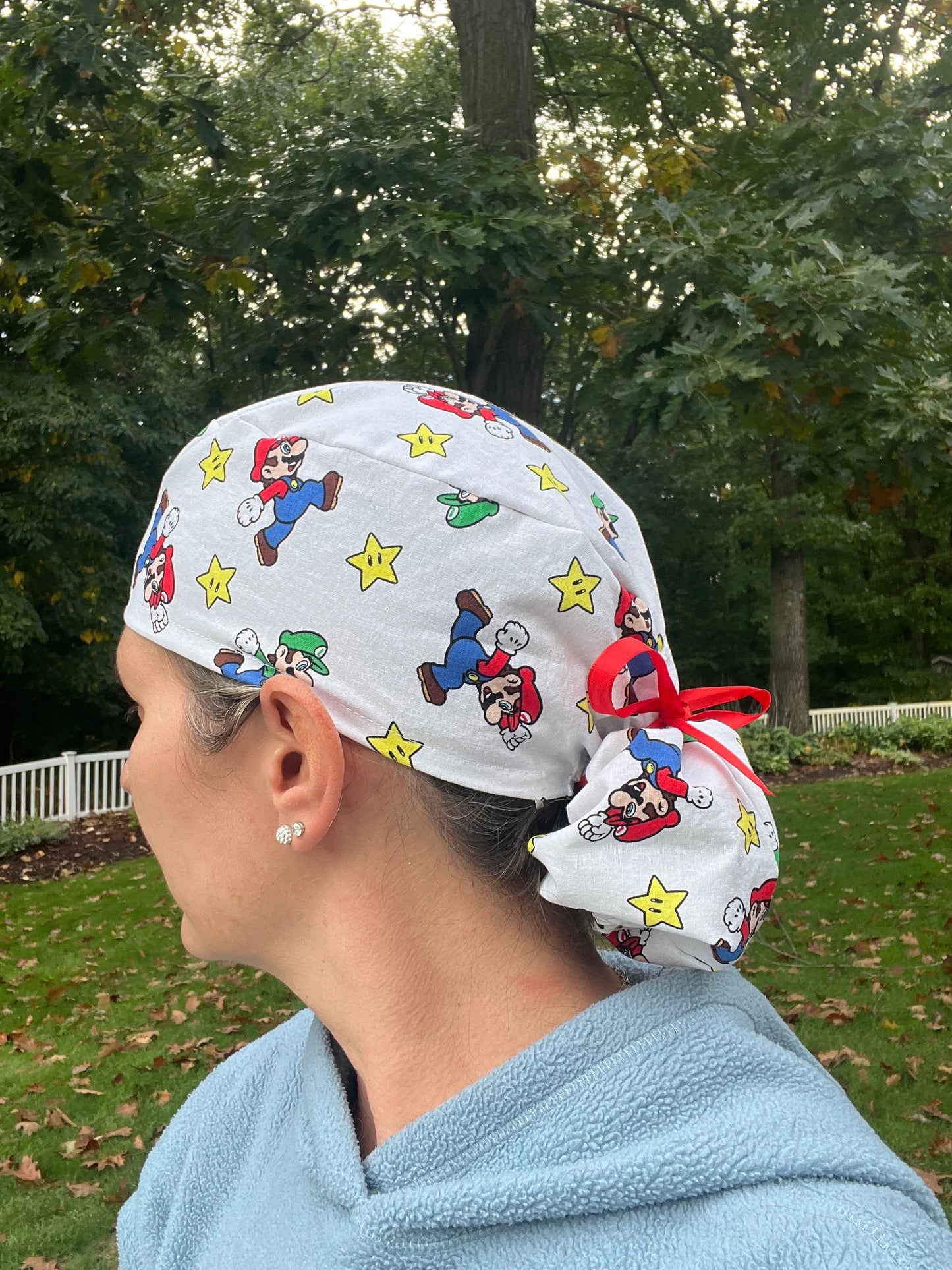 Mario Luigi ponytail scrub cap womens