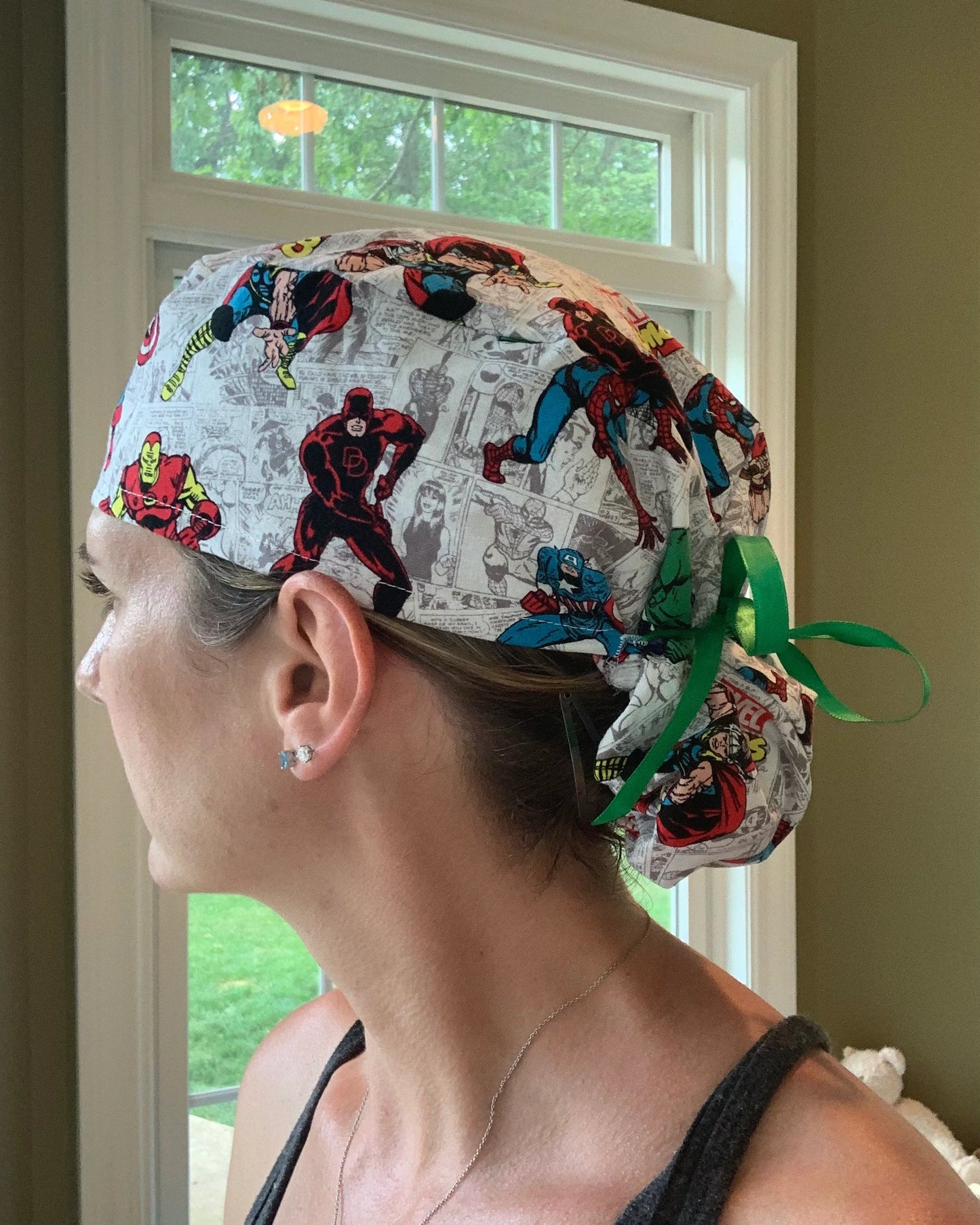 Marvel Comic movie heroes Thor hulk characters pony tail ponytail scrub cap womens