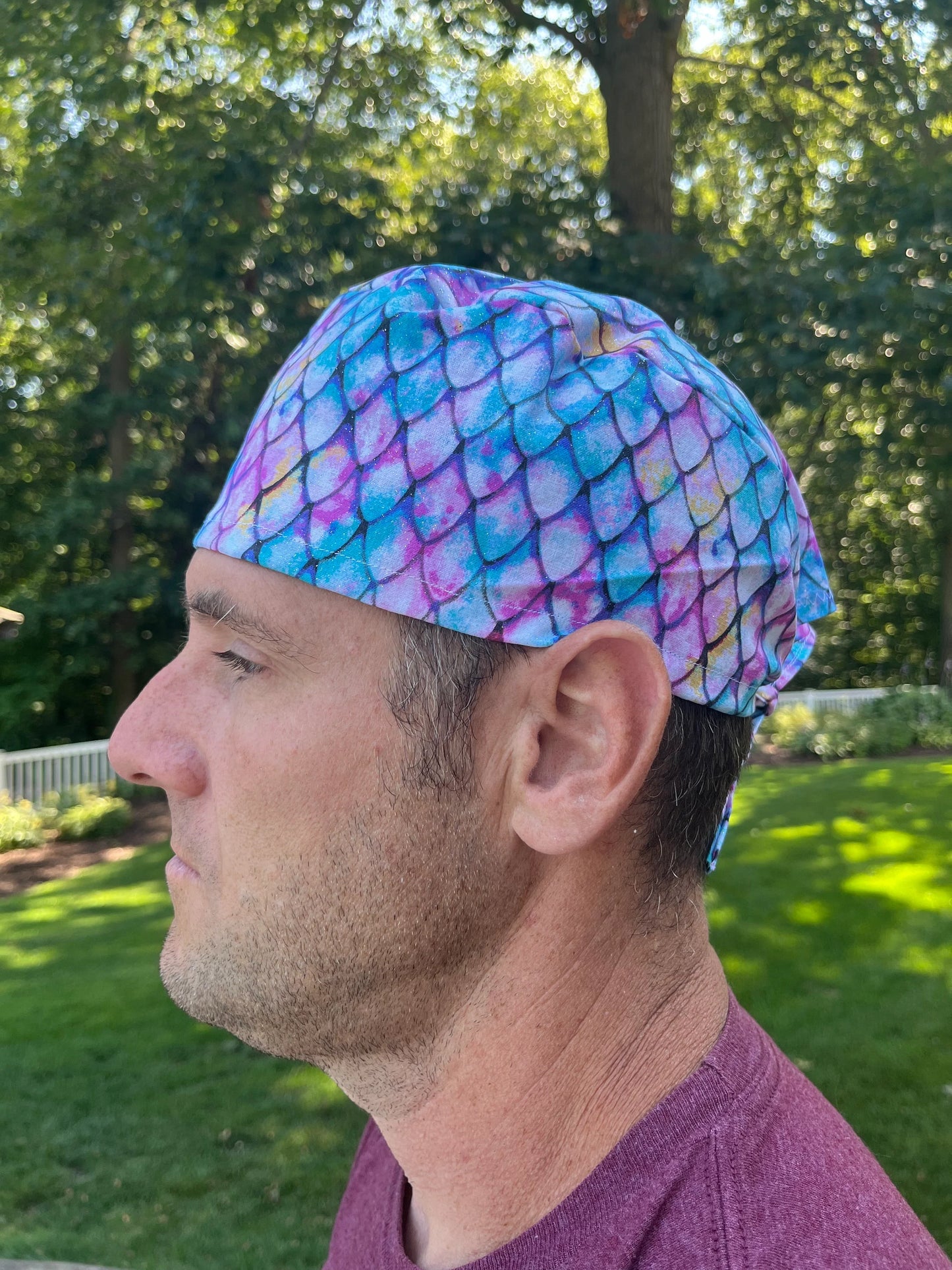Mermaid sparkle glitter skull scrub cap mens