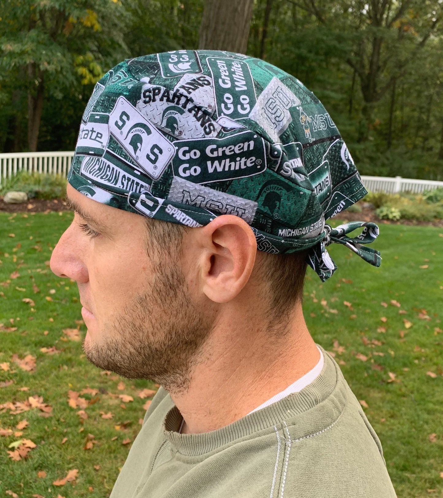 Michigan State University Spartans MSU license plates skull scrub cap mens