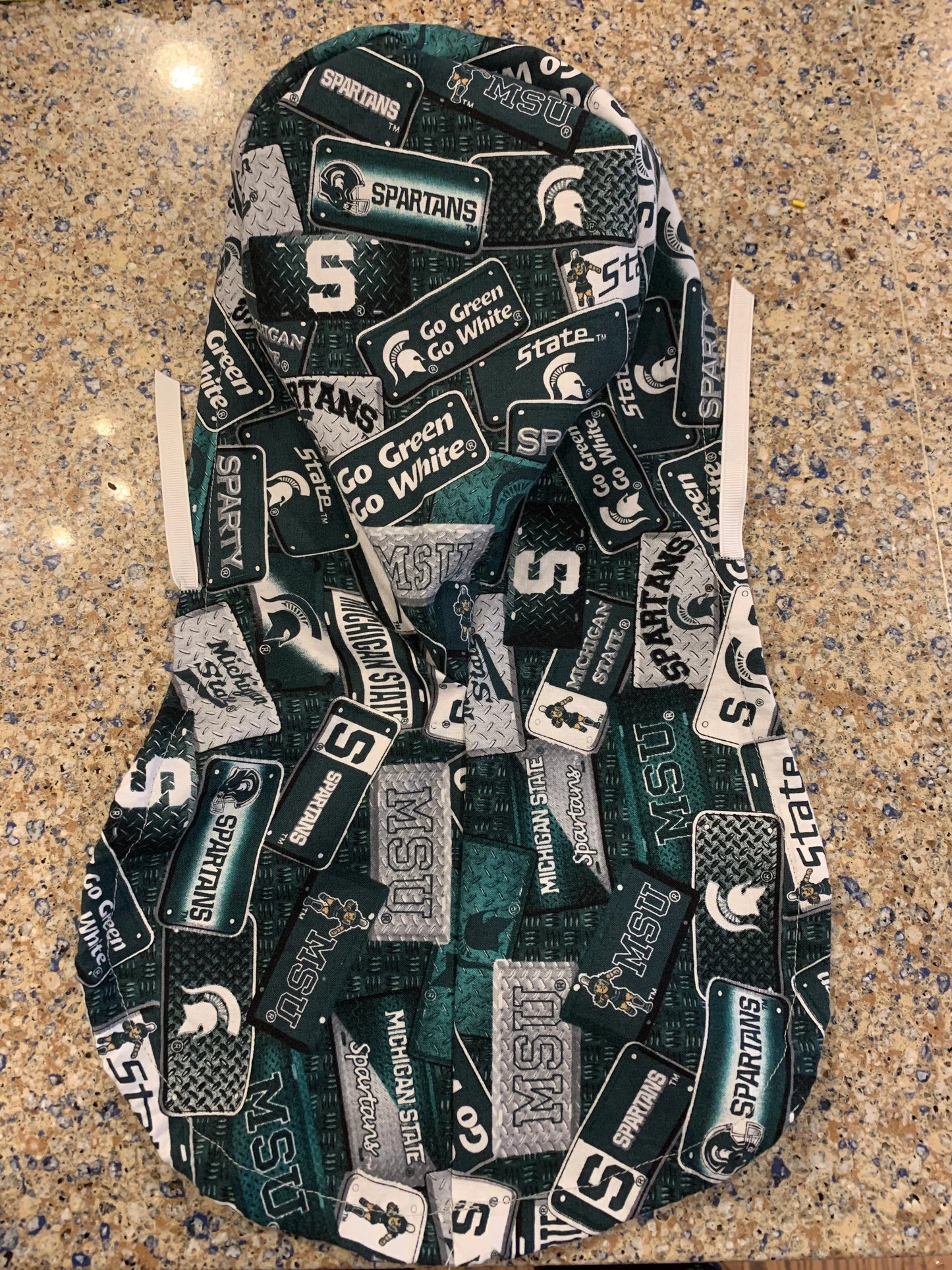 Michigan State University Spartans MSU green white ponytail scrub cap womens
