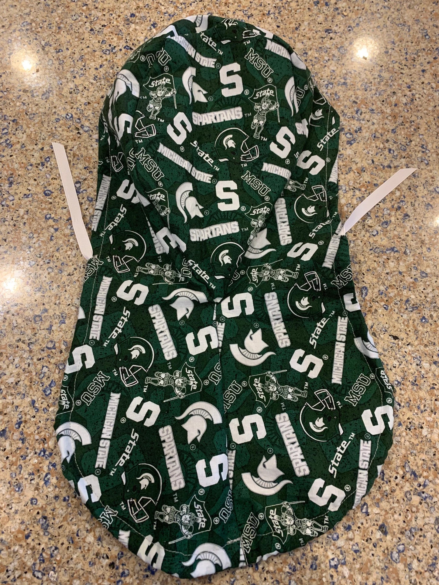 Michigan State University Spartans MSU green white ponytail scrub cap womens