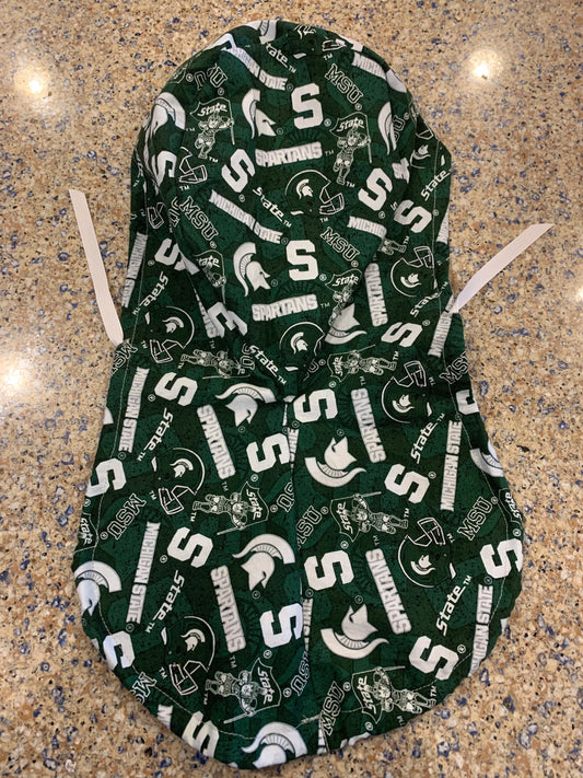 Michigan State University Spartans MSU green white ponytail scrub cap womens