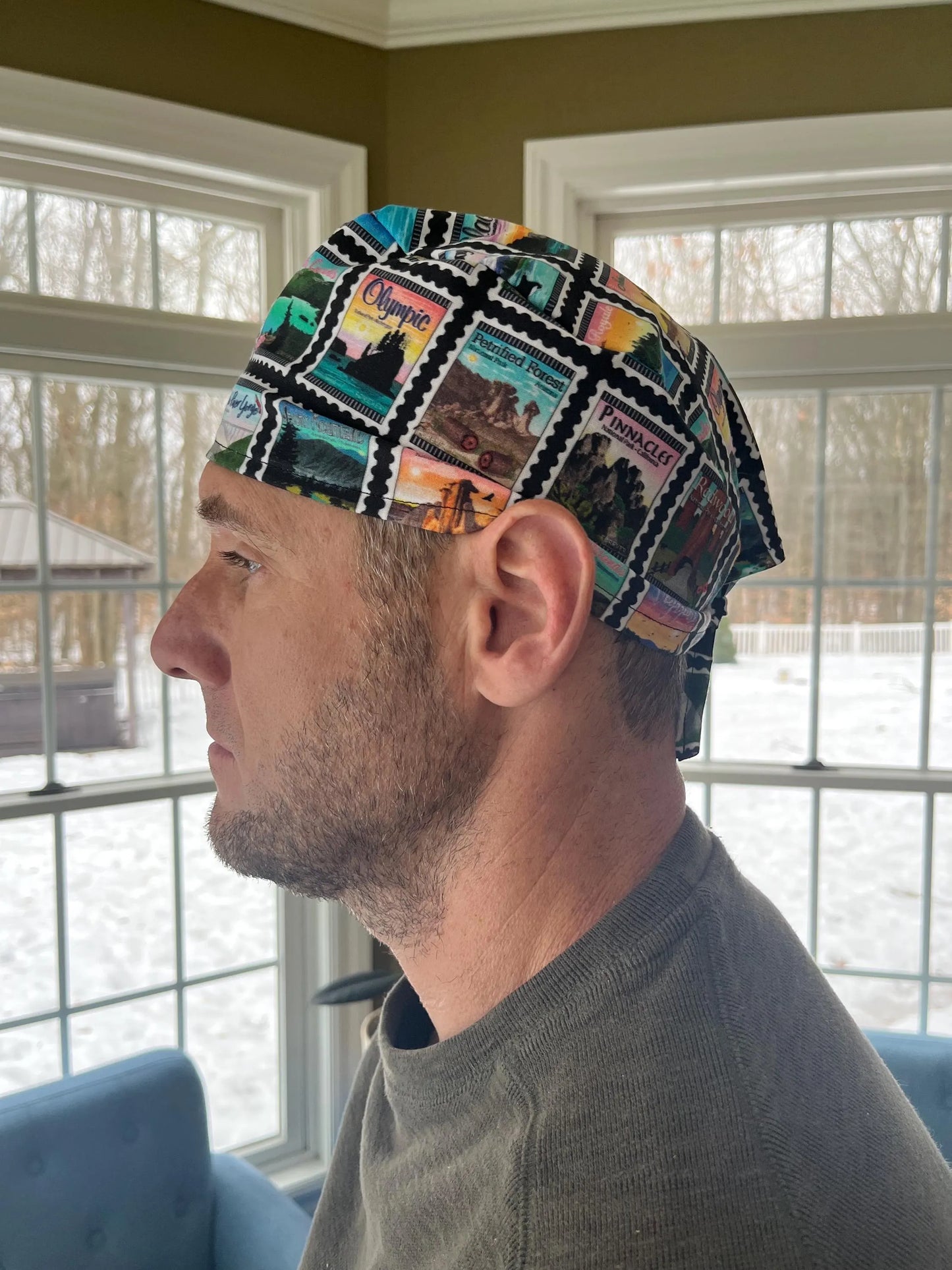 National Parks yellowstone yosemite katmai glacier grand canyon skull scrub cap mens