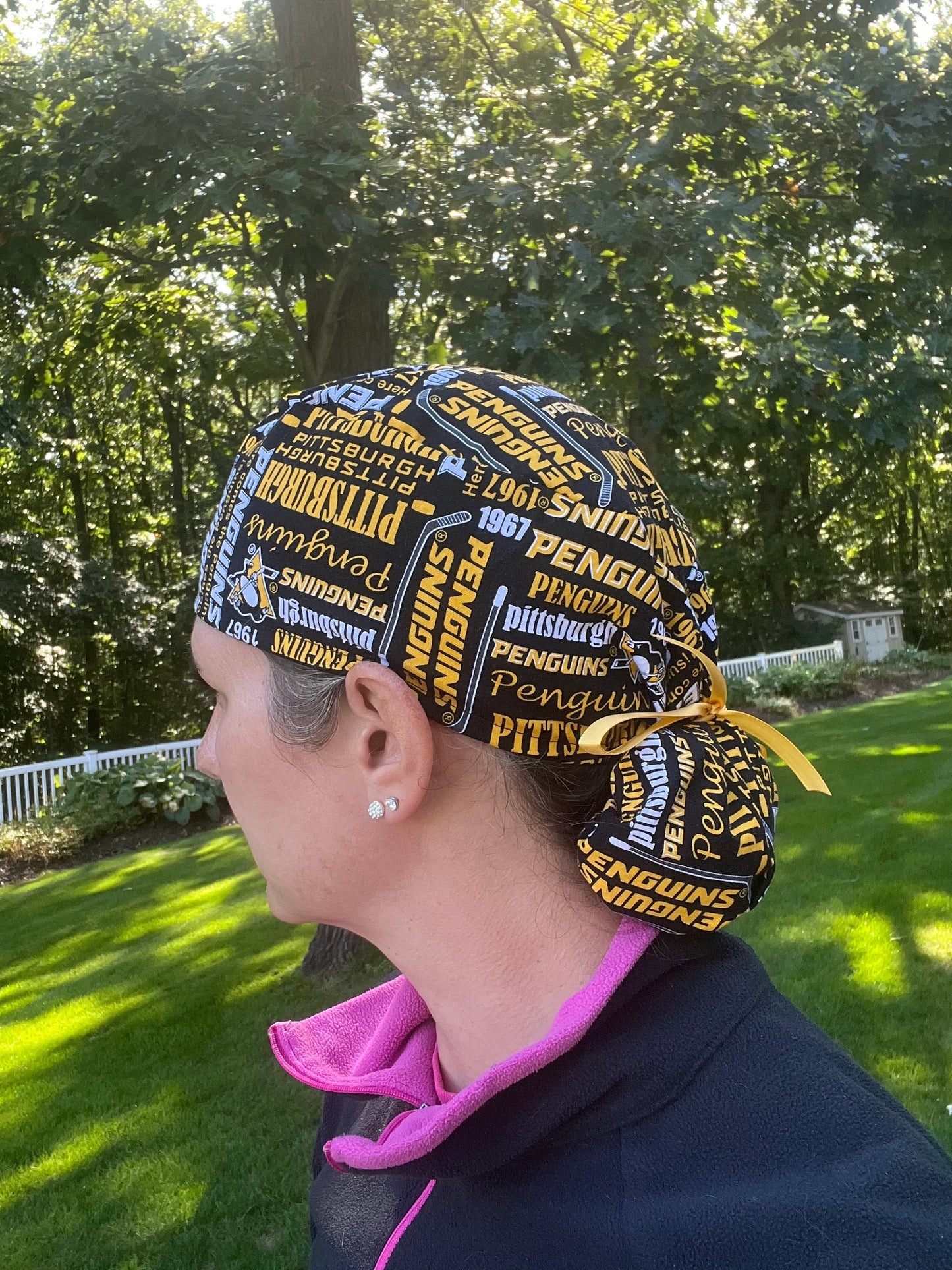 Pittsburgh Penguins hockey ponytail scrub cap womens