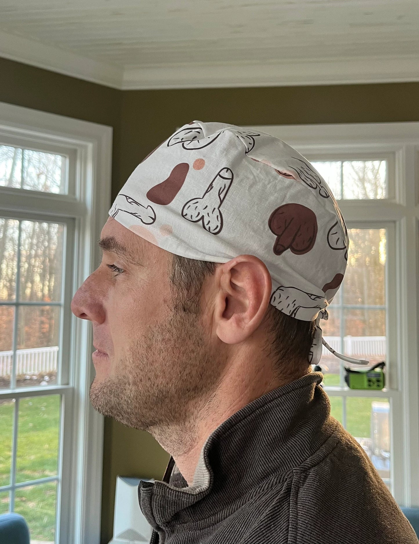 Urology urologist pen!s cartoon skull scrub cap mens