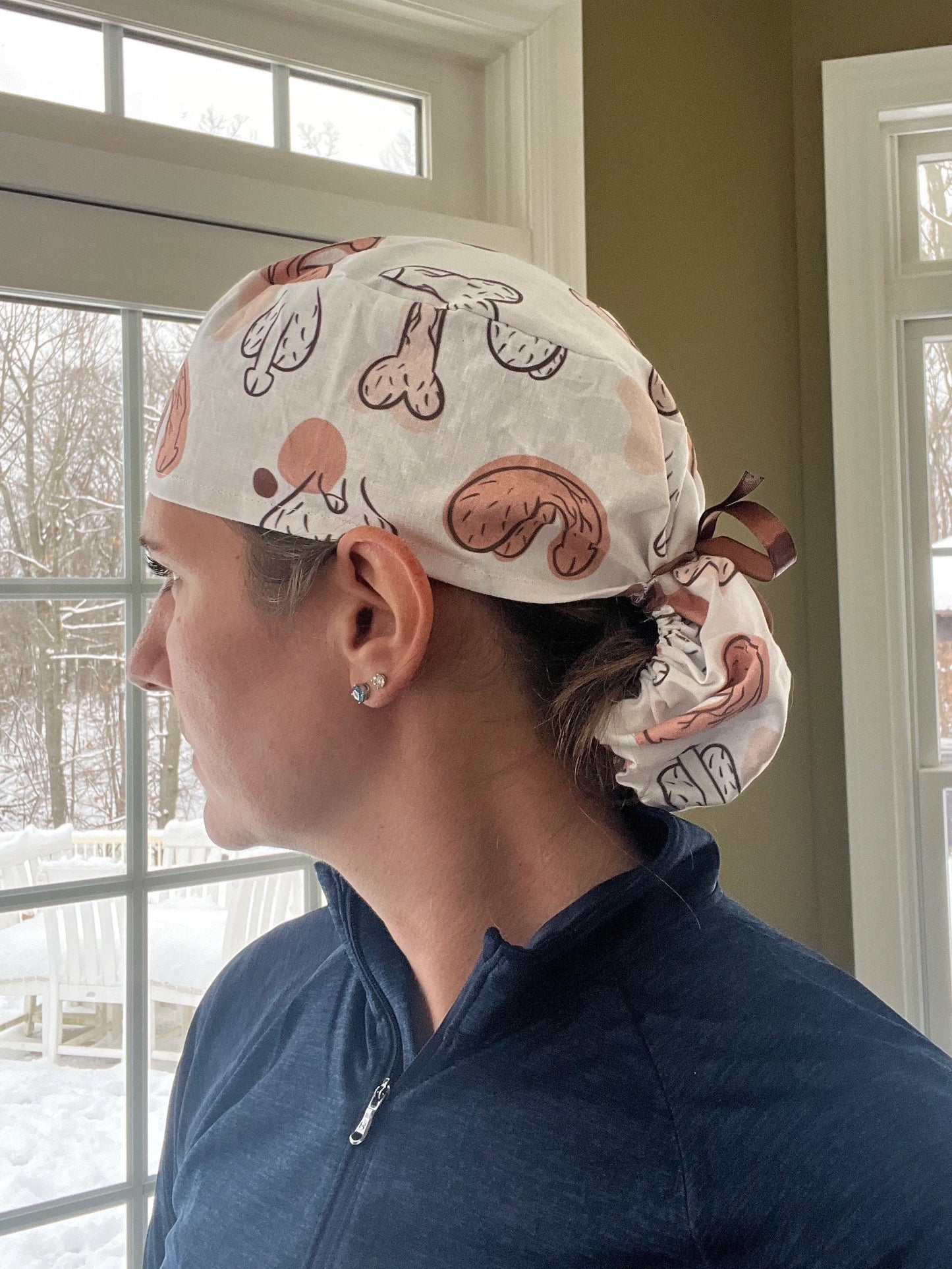 Urology urologist pen!s cartoon ponytail scrub cap womens
