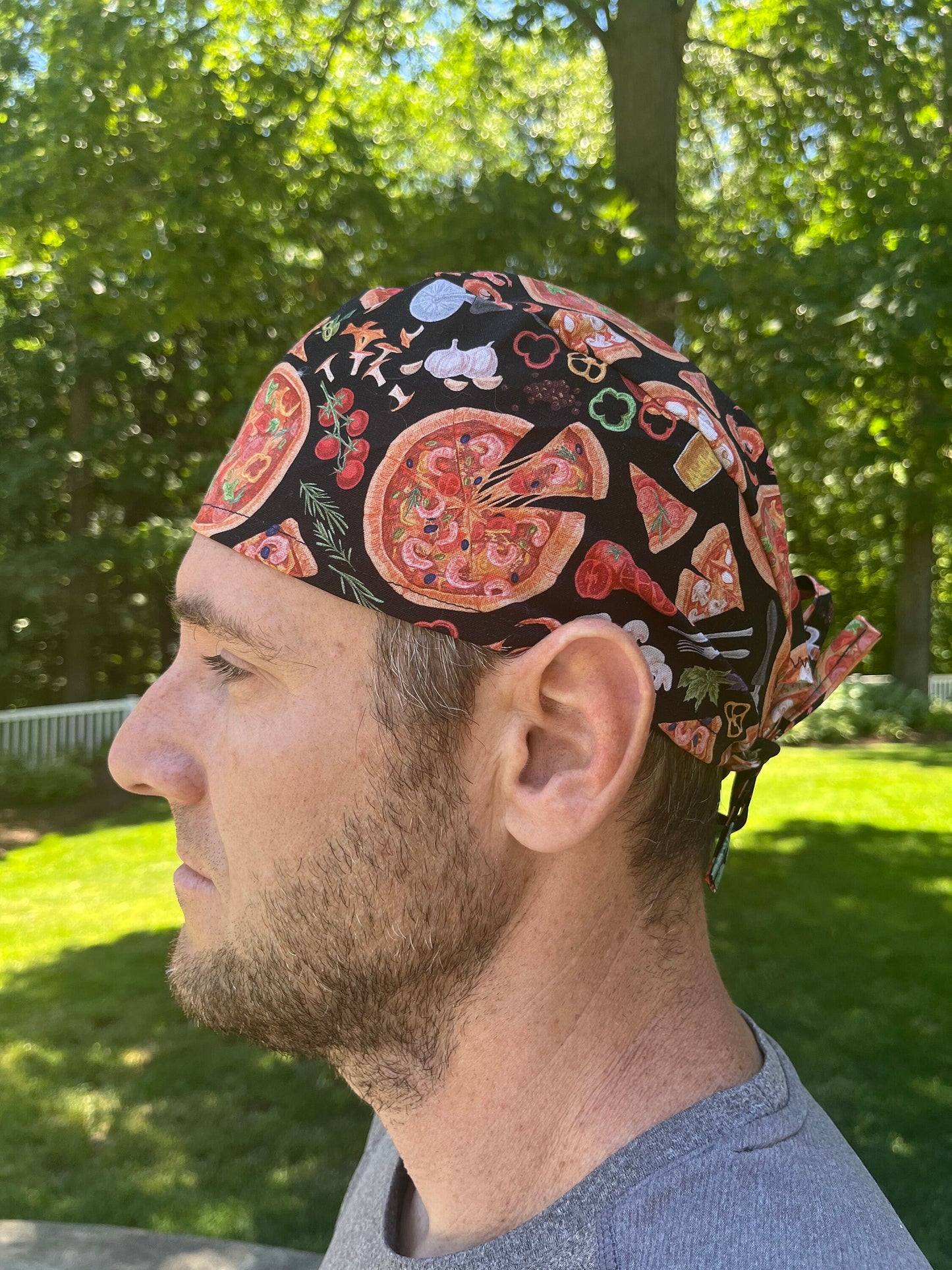 Pizza pepperoni veggies skull cap mens