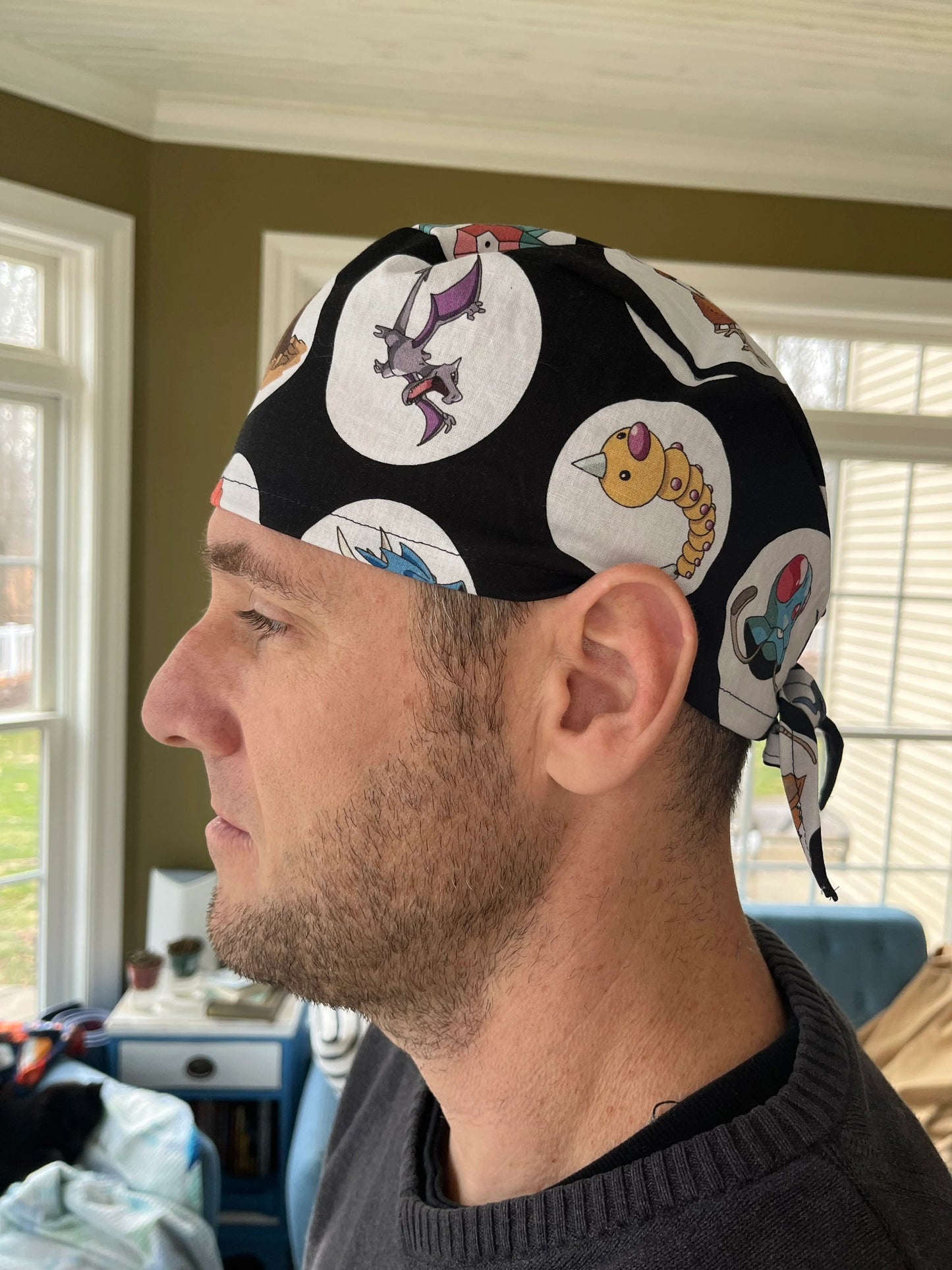 Trading card characters skull scrub cap mens