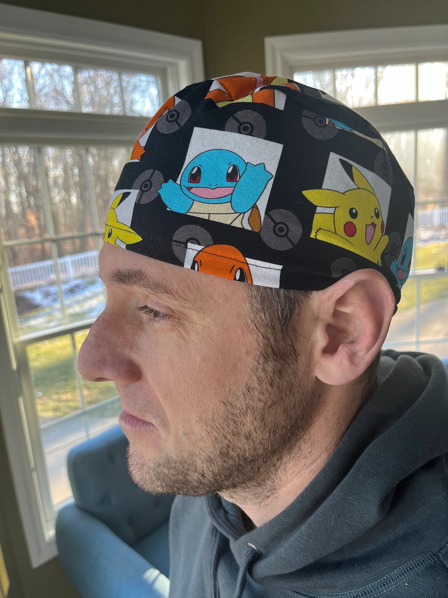 Trading card characters skull scrub cap mens