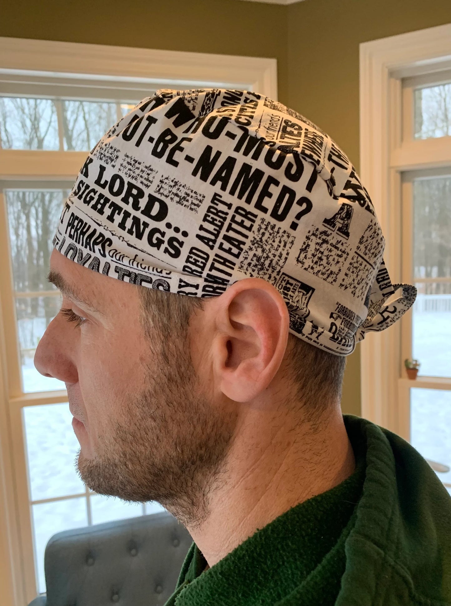 Daily prophet newspaper skull scrub cap mens harry