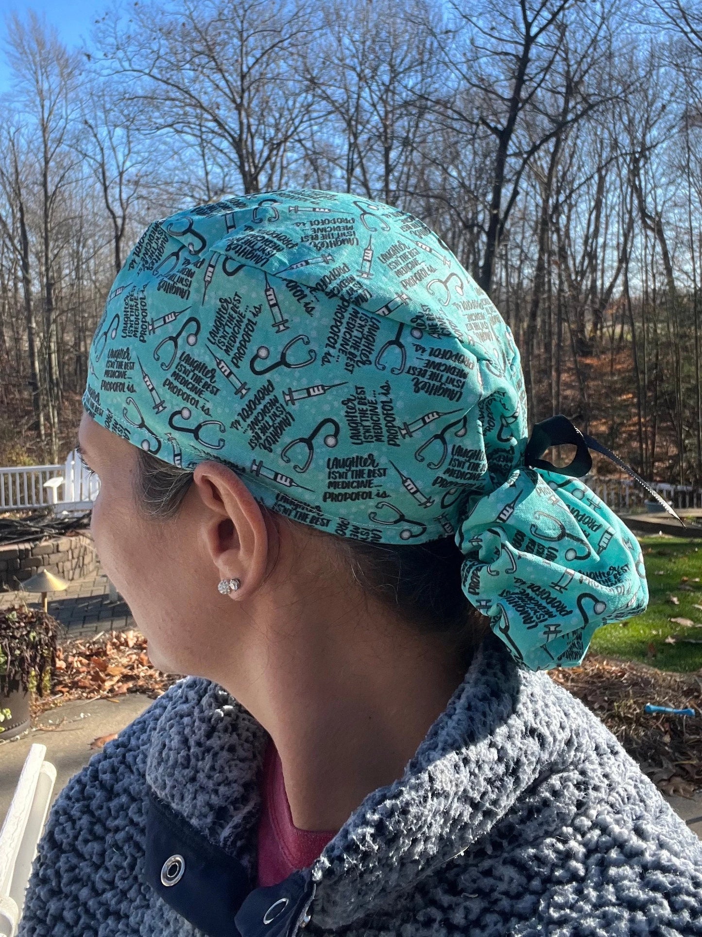 Propofol best medicine anesthesia anesthesiologist ponytail scrub cap womens