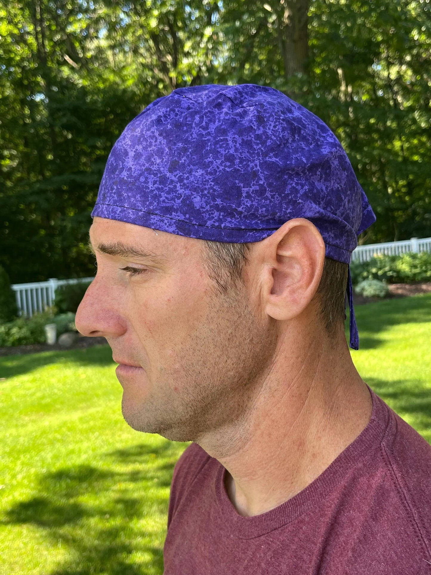 Purple glitter sparkle solid plain skull scrub cap mens
