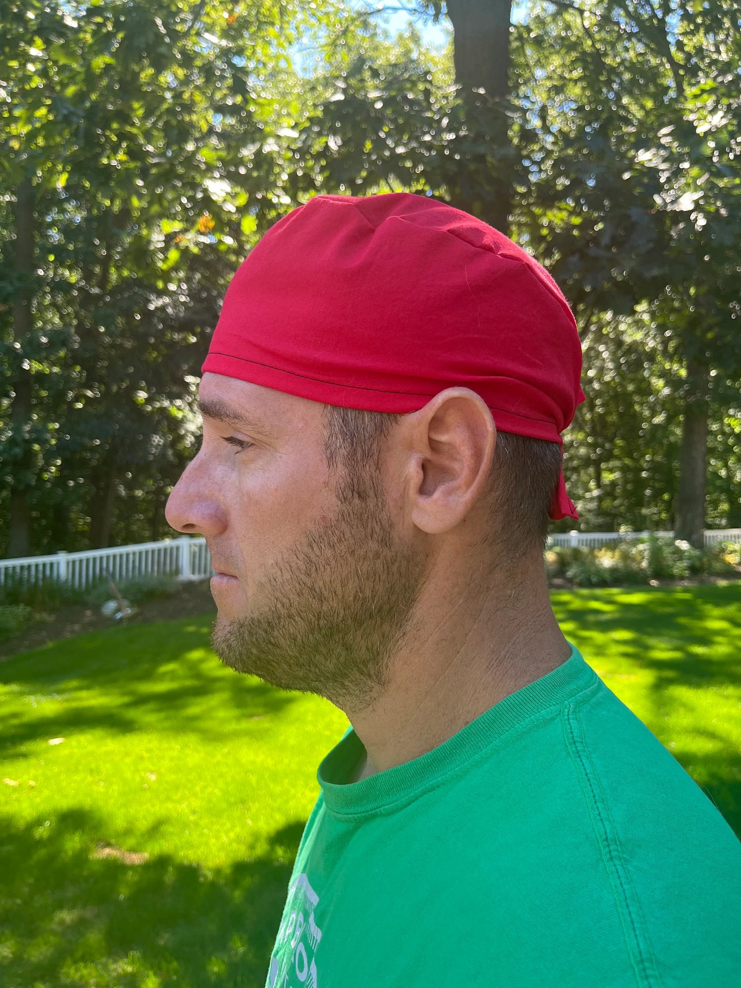 Red solid skull scrub cap mens