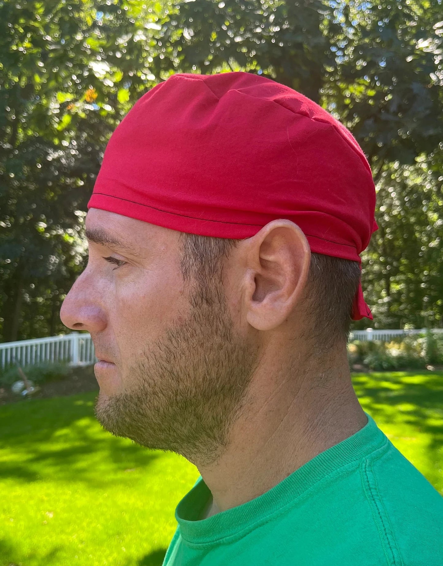 Red solid skull scrub cap mens