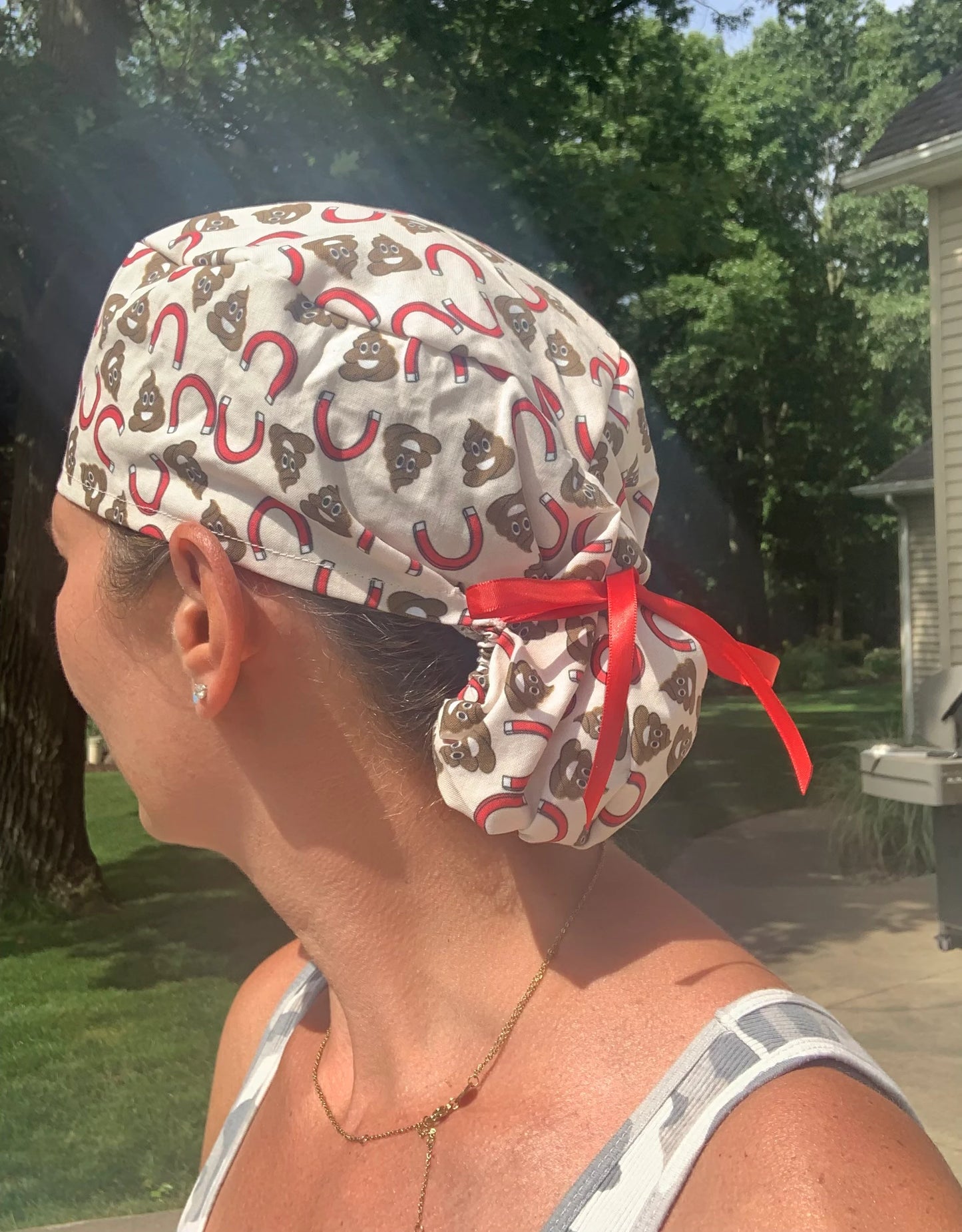 Poop magnet sh!t ponytail scrub cap womens