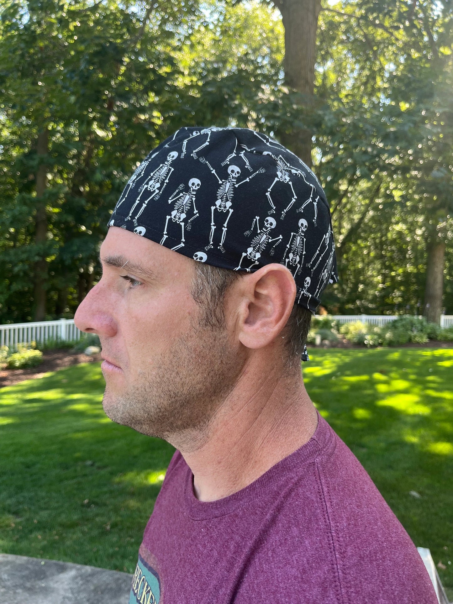 Skeleton bones skull scrub cap mens