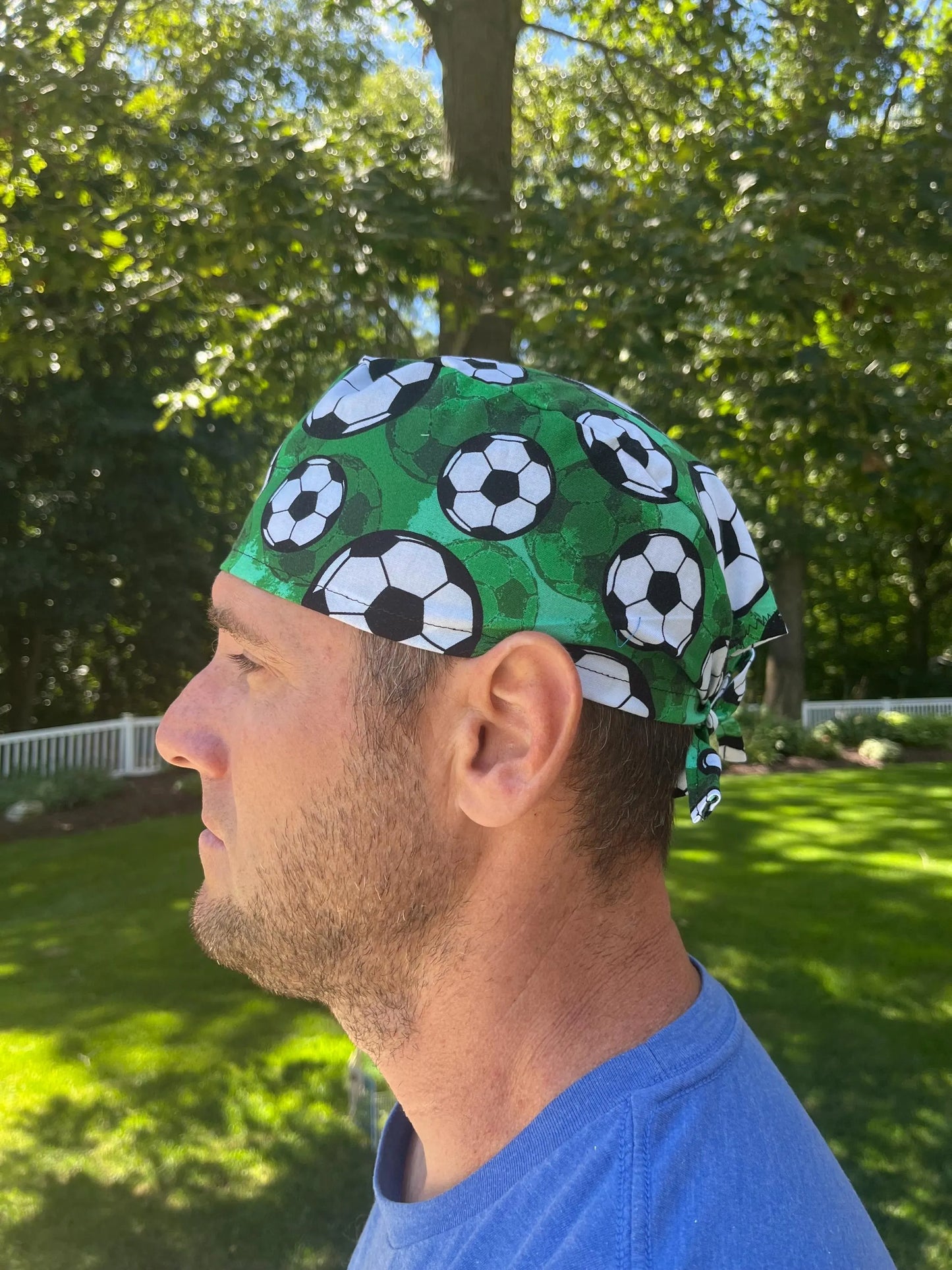 Soccer futbol skull scrub cap mens