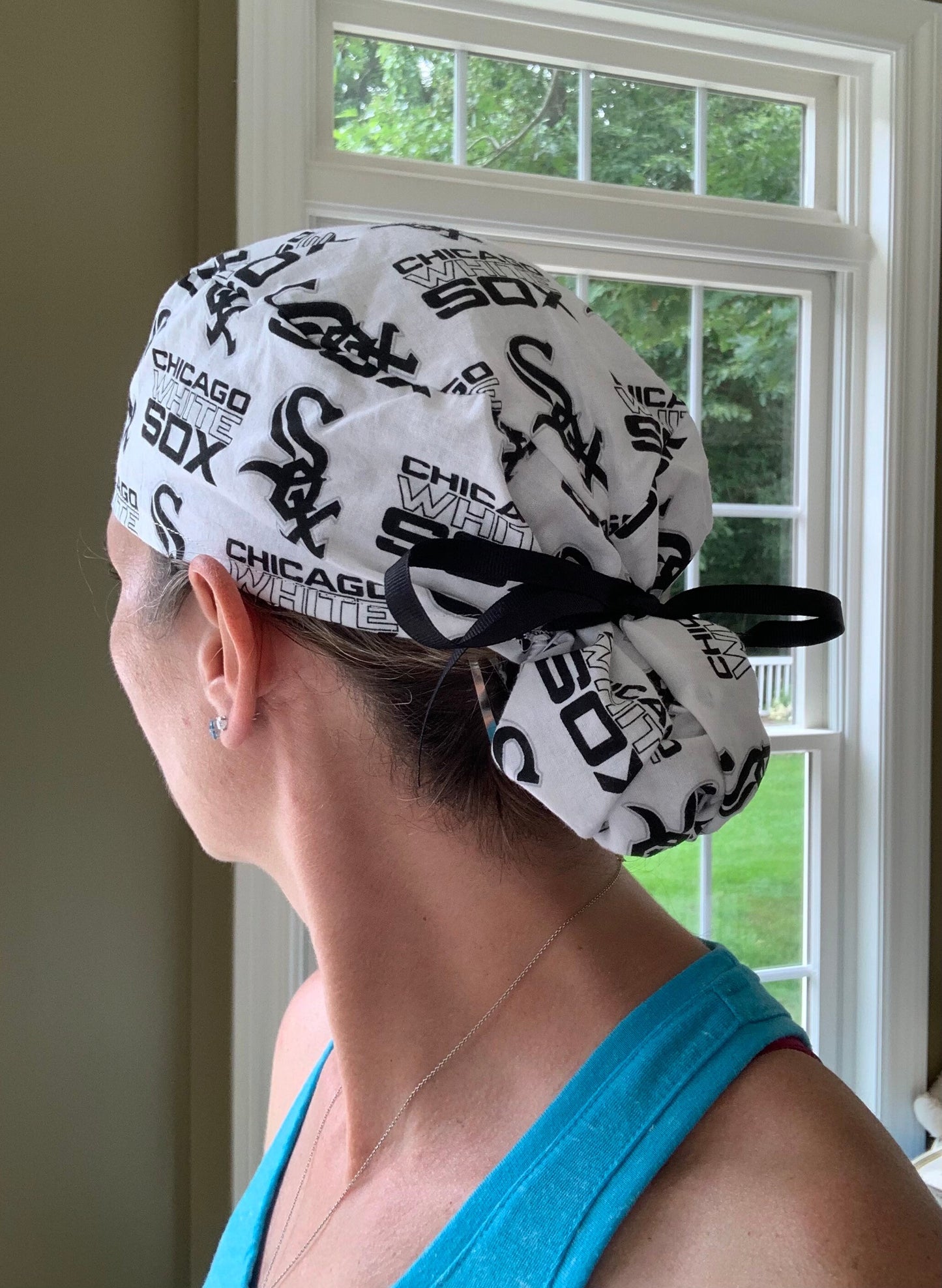 Chicago White Sox baseball ponytail scrub cap womens