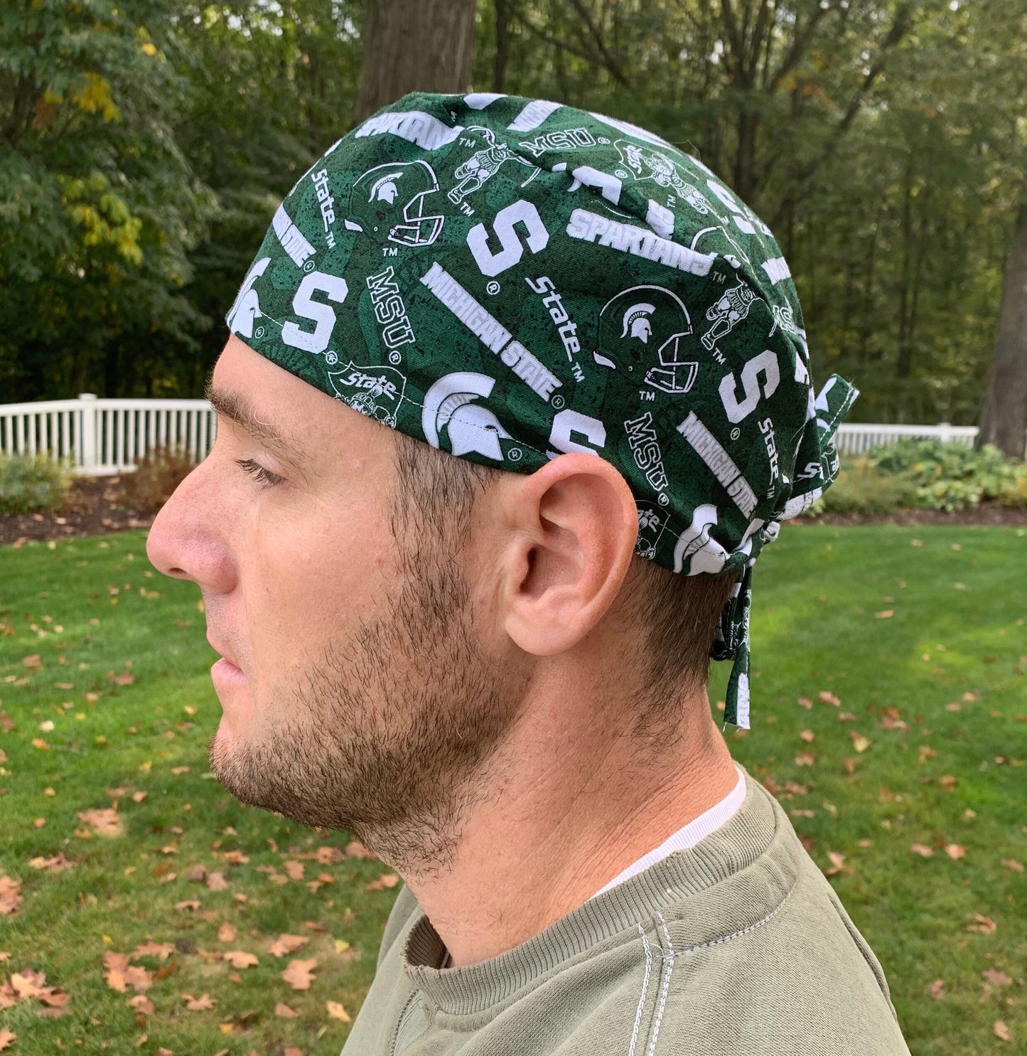 Michigan State University Spartans MSU skull scrub cap mens