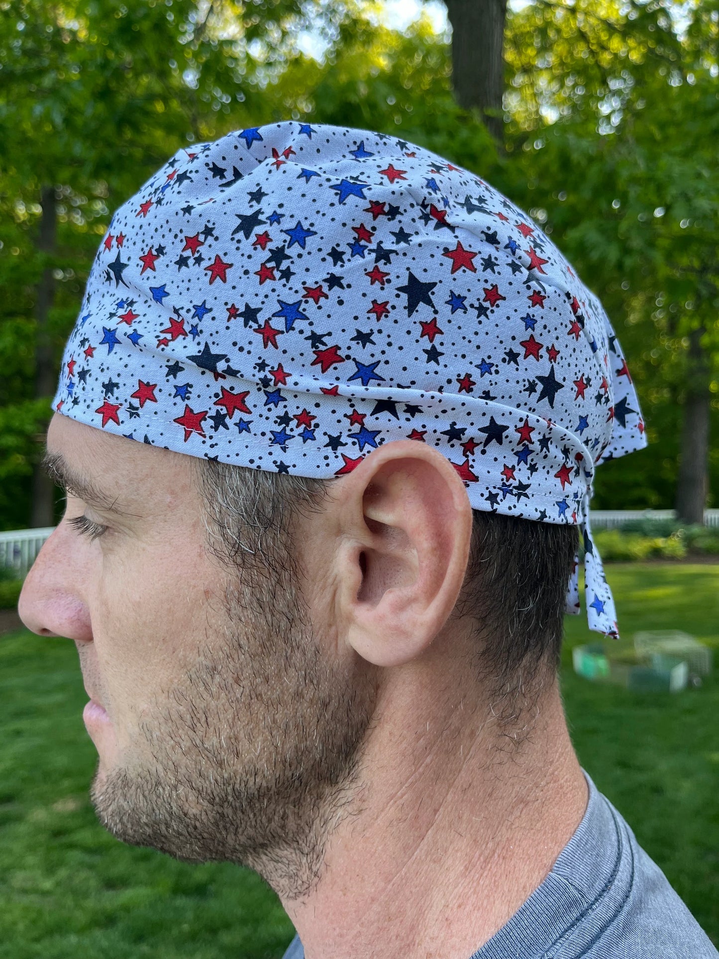 Stars patriotic 4th of july skull scrub cap mens