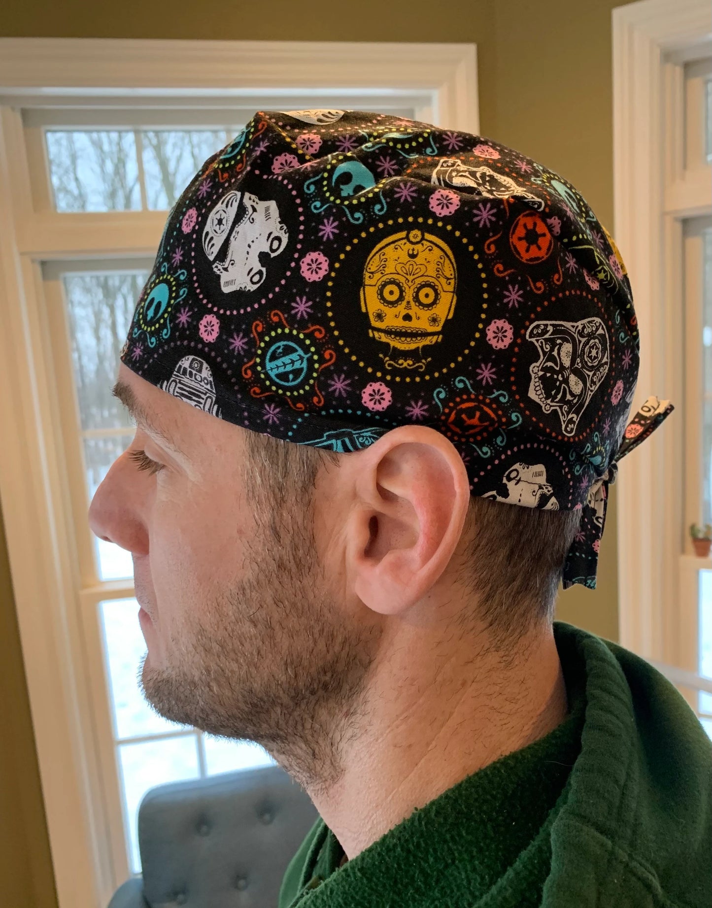 Star Wars sugar skulls droids skull scrub cap mens