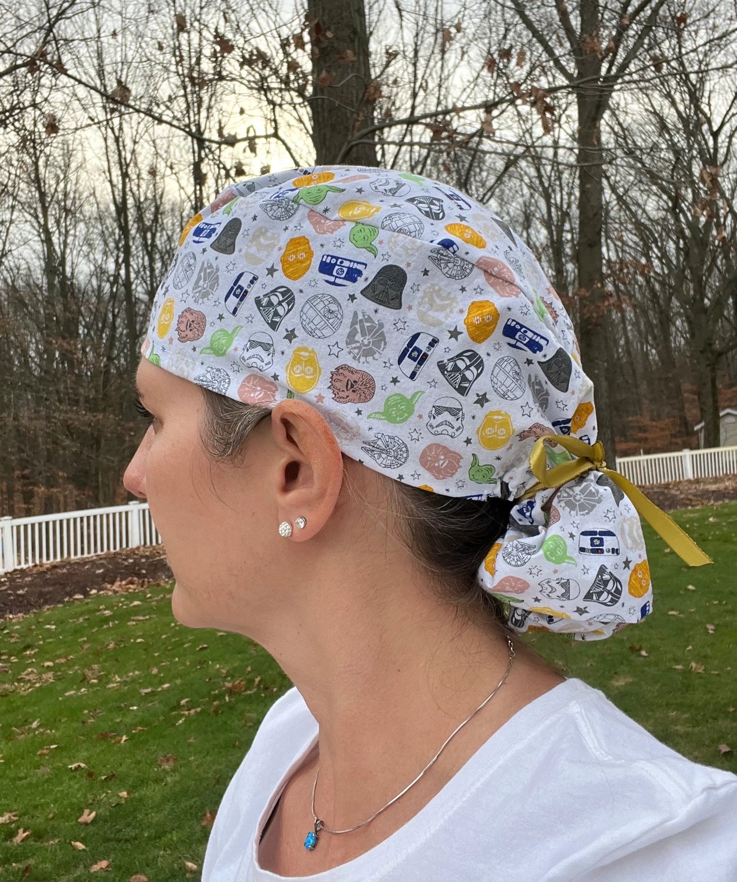 Star Wars characters wookiee droids ponytail scrub cap womens