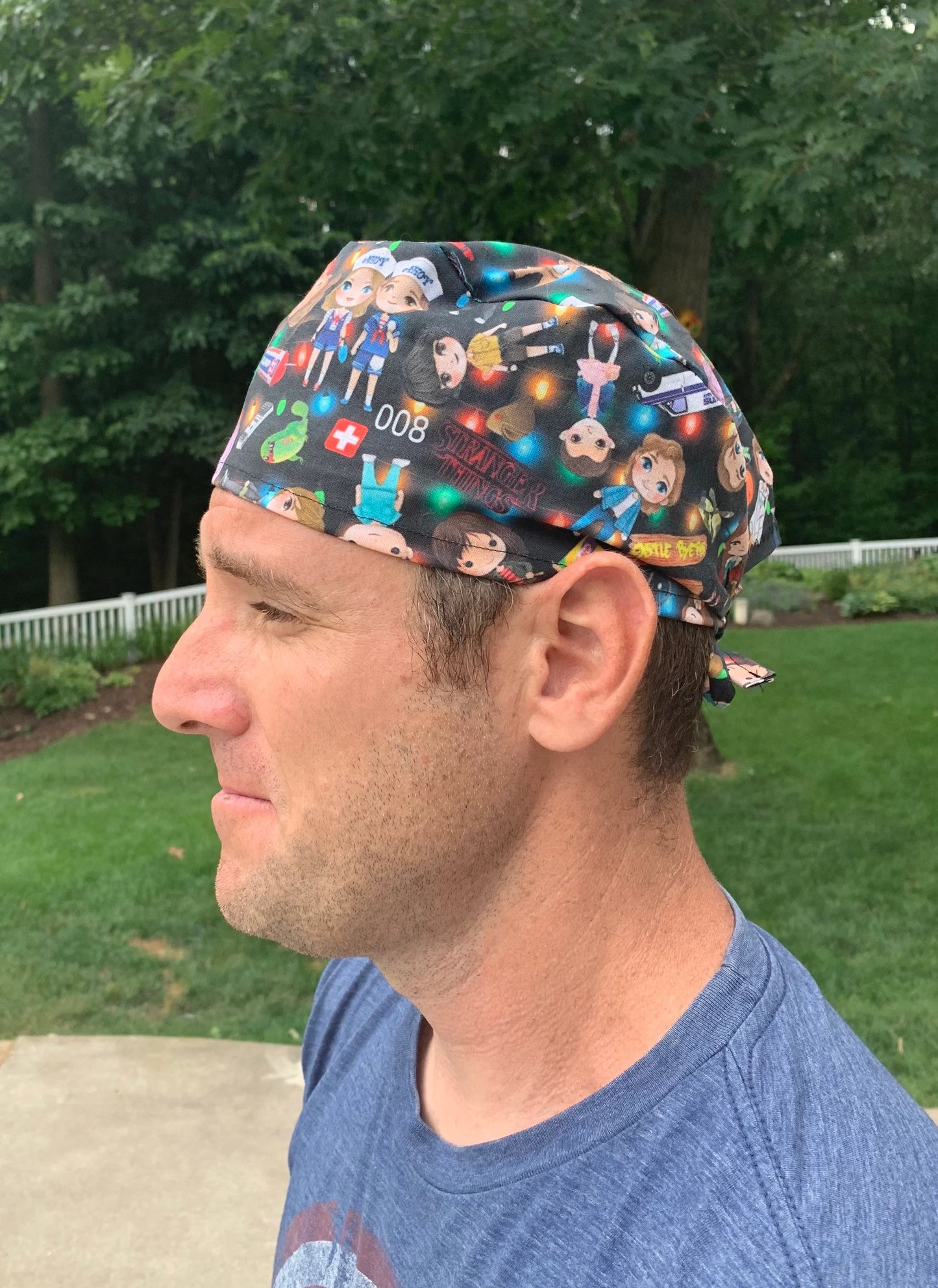 Stranger Things characters eleven skull scrub cap mens