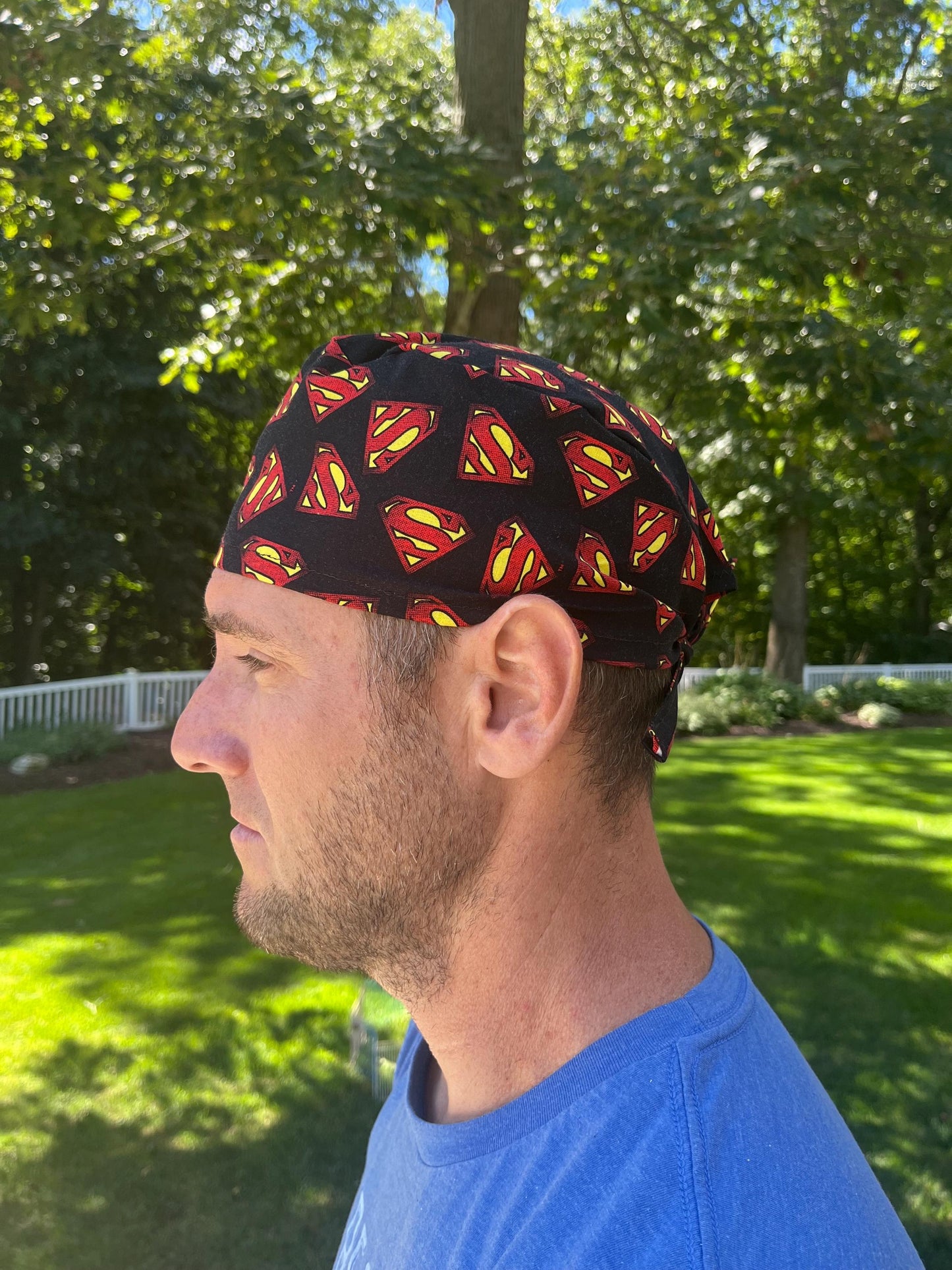 Superman logo skull scrub cap mens
