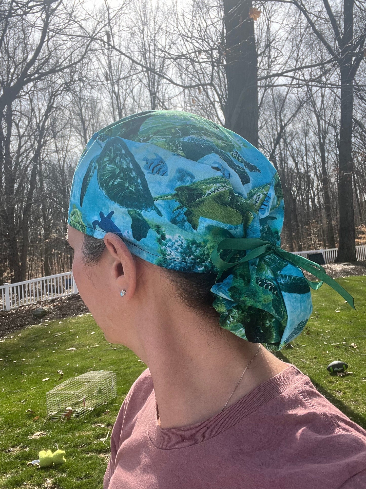 Sea turtles turtle ponytail scrub cap womens