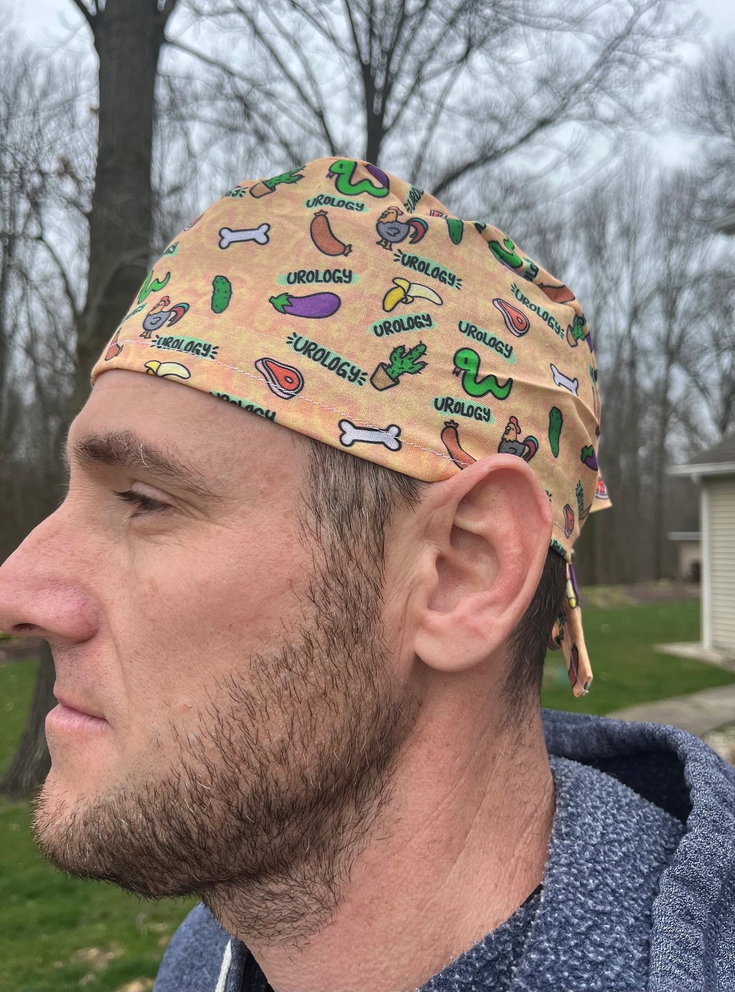 Urology urologist eggplant snake skull scrub cap mens