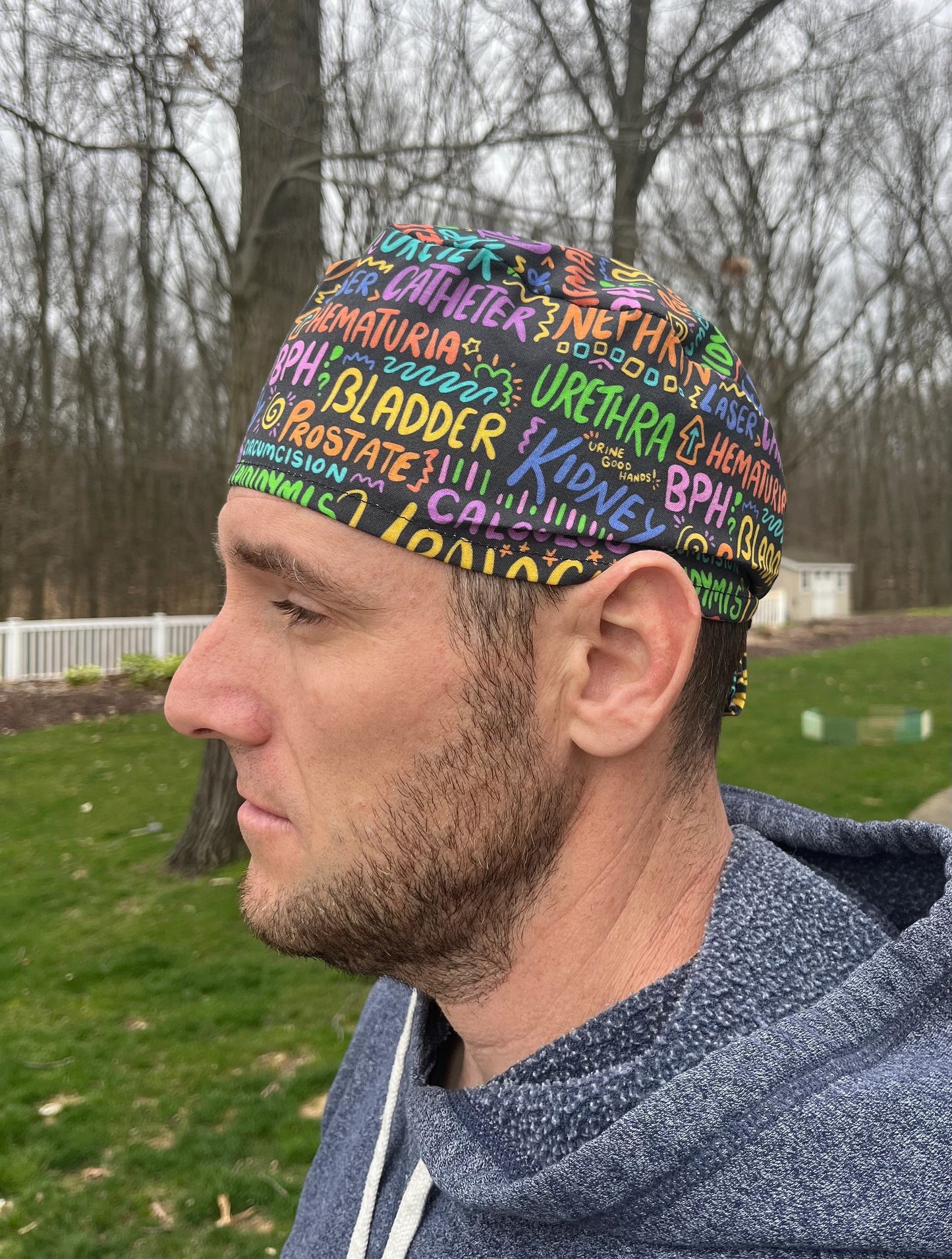 Urology urologist words skull scrub cap mens