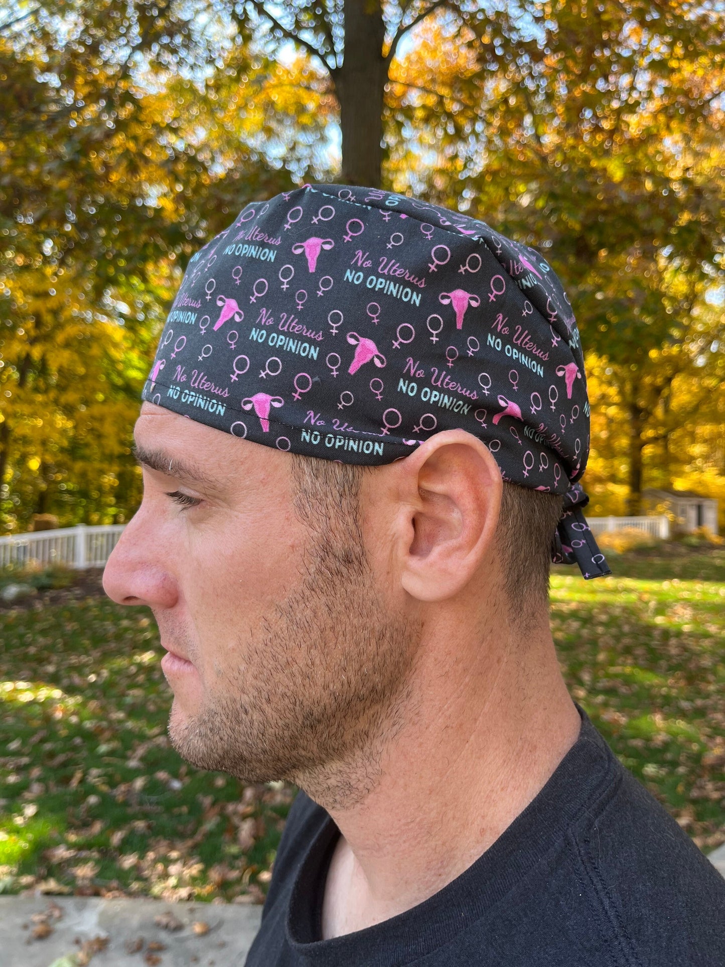 No uterus, no opinion women's rights obgyn gyn skull scrub cap mens