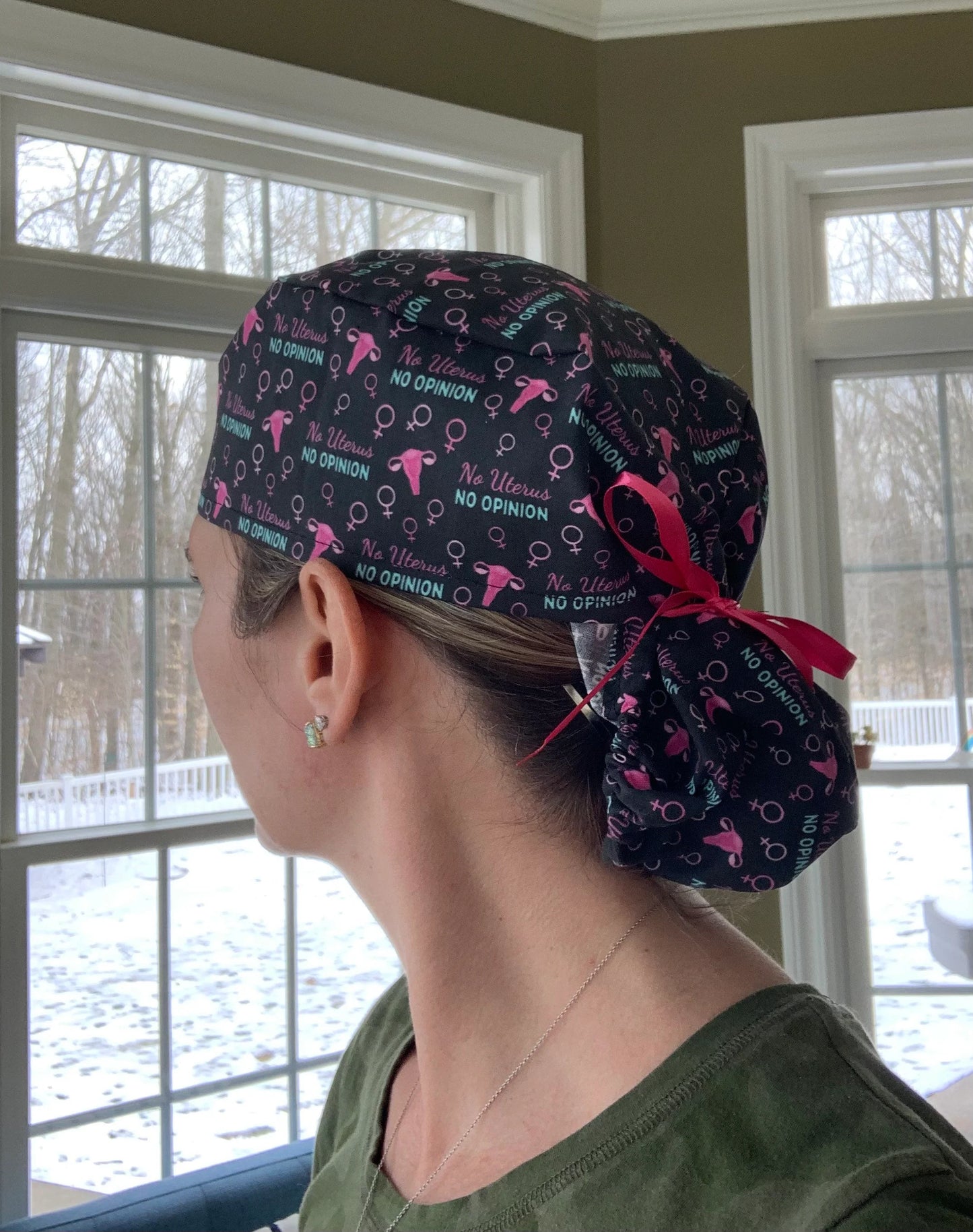 No uterus, no opinion rights obgyn ponytail scrub cap womens