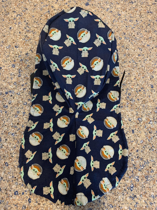 Baby yoda grogu Mandalorian Star Wars blue ponytail scrub cap womens