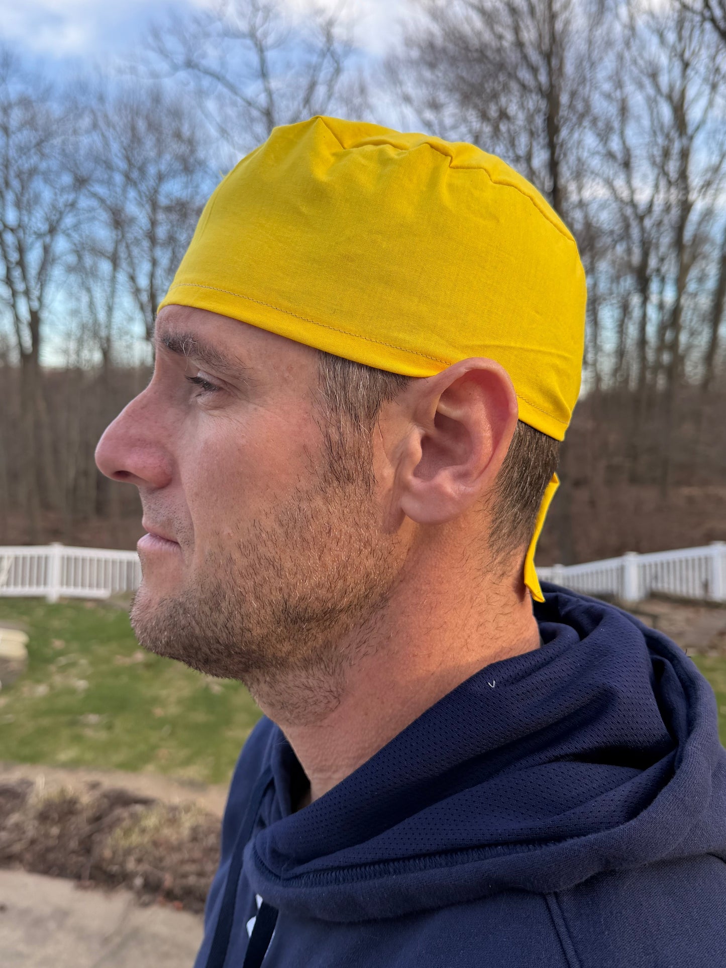 Yellow maize solid skull scrub cap mens