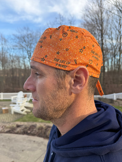 Taylor Swift life of a NURSE orange glitter print skull scrub cap mens