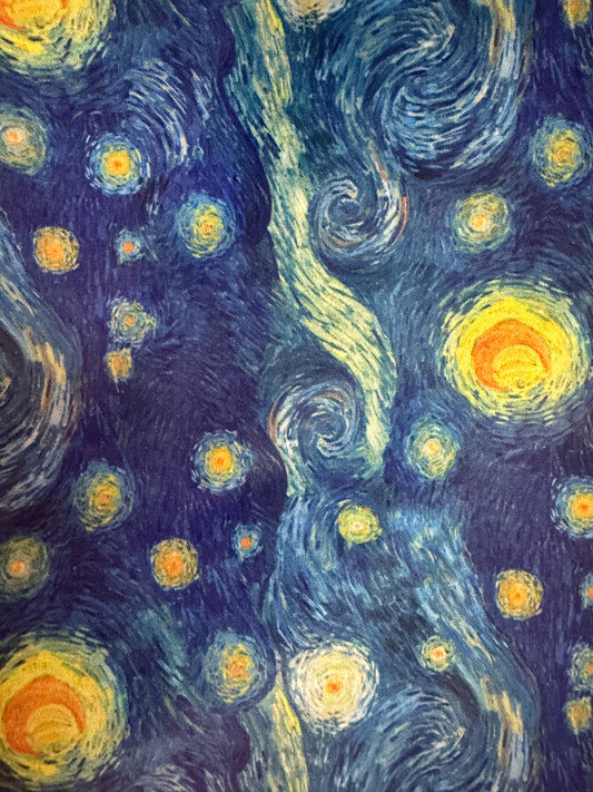 Van gogh starry night blue ponytail scrub cap womens