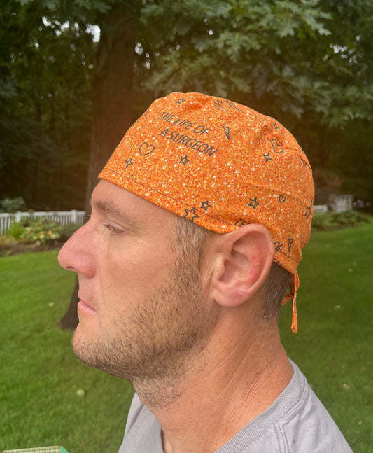 *PREORDER* Taylor Swift life of a surgeon orange glitter print skull scrub cap mens